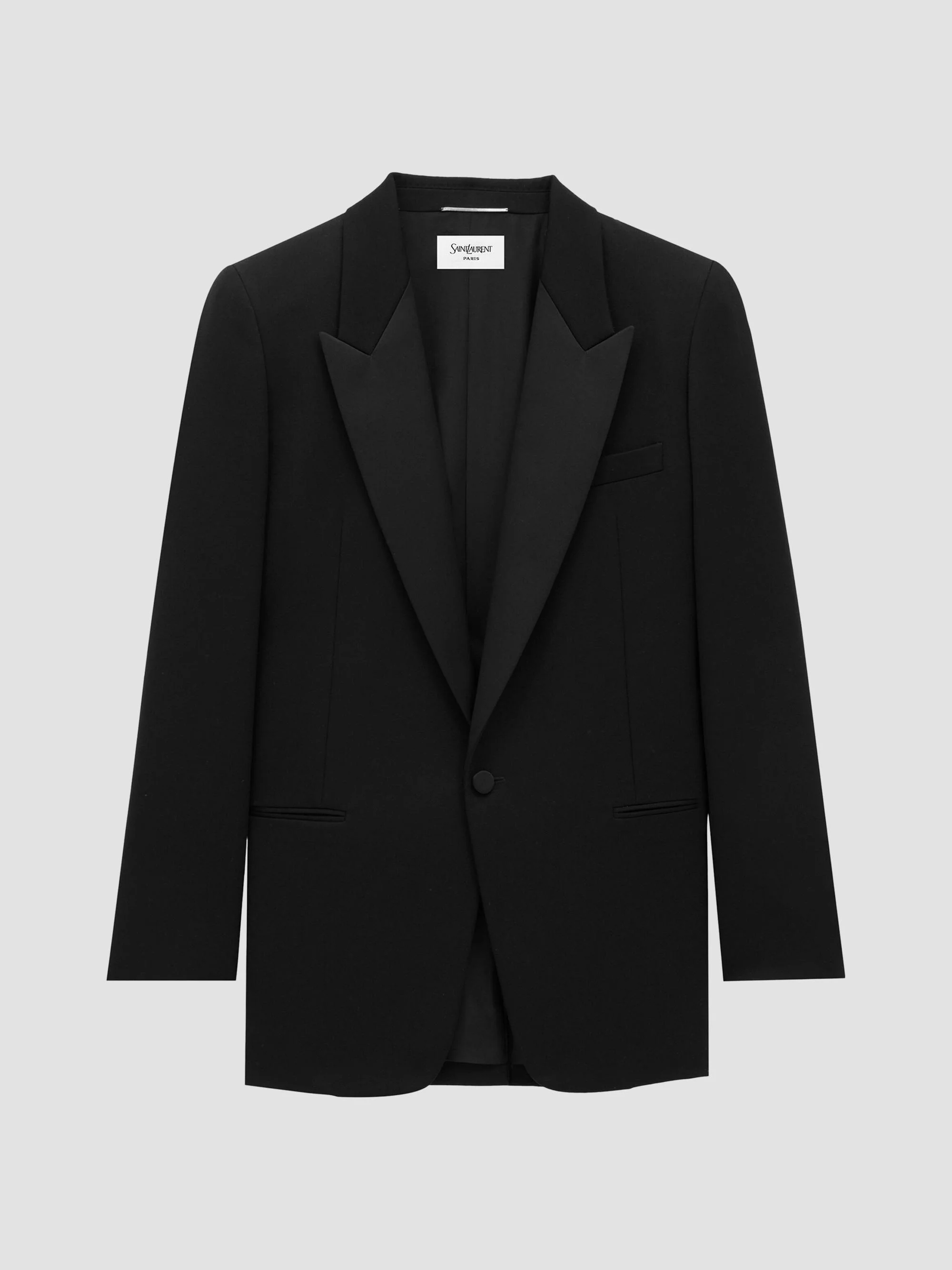Men's Single-Breasted Tuxedo Jacket in Grain De Poudre - Noir - 1