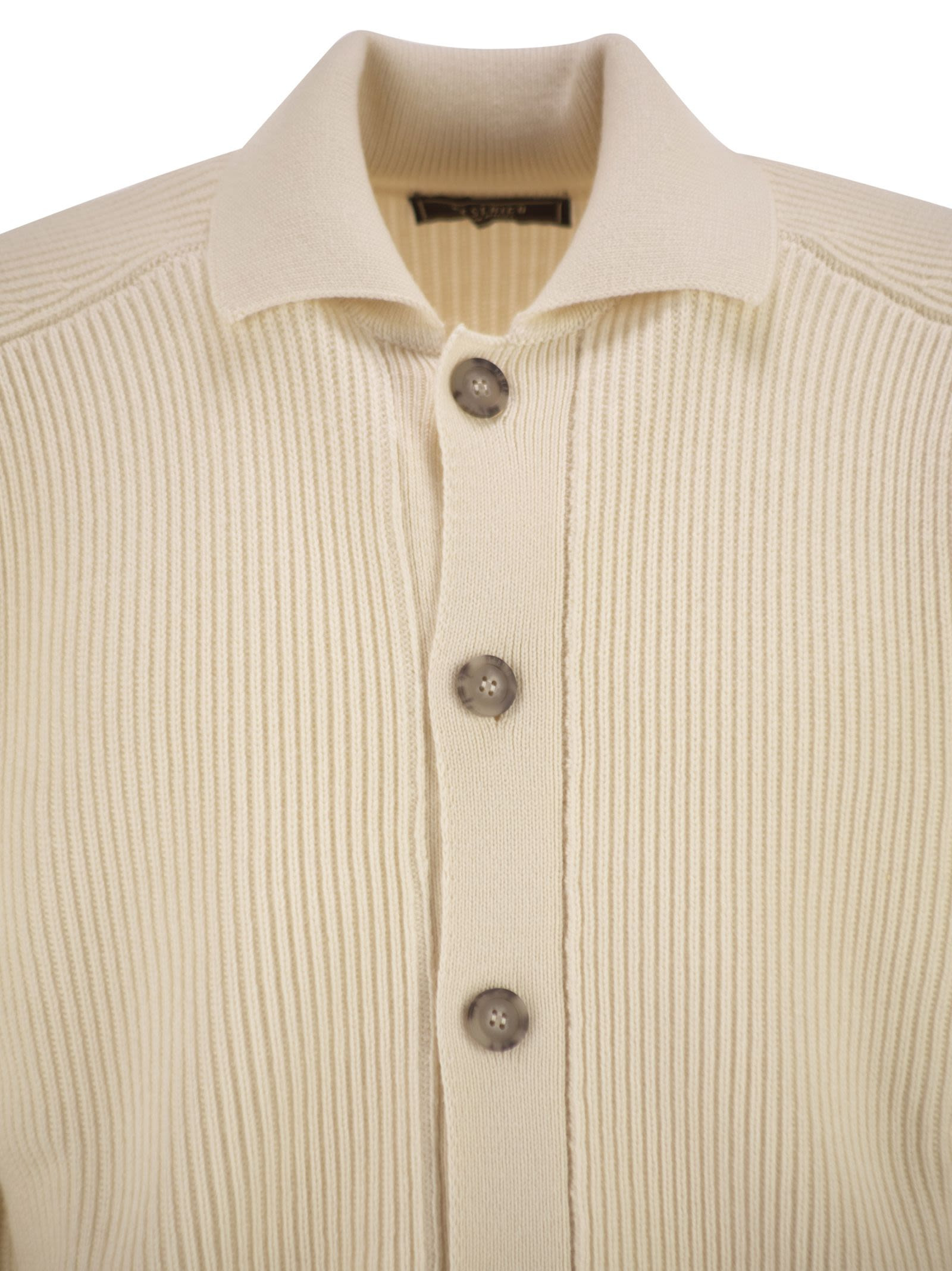 Peserico - Peserico Men English Ribbed Wool Cardigan - 4