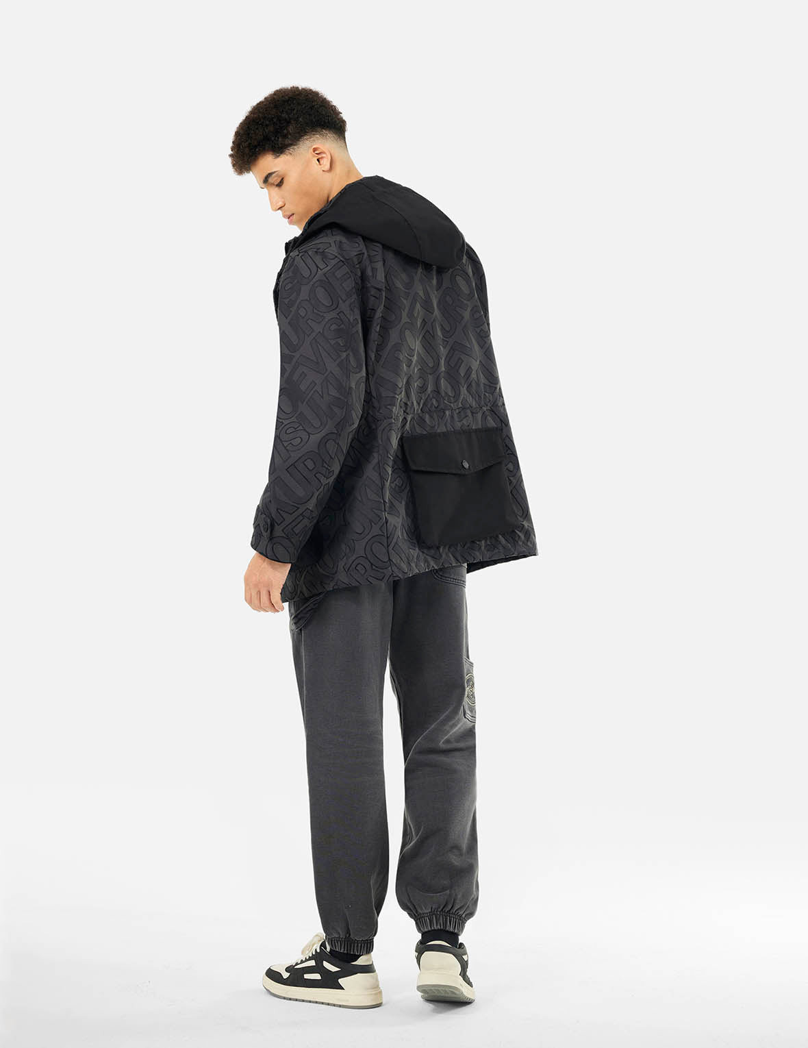 Allover Logo Jacquard and Multi Pocket Relax Fit Jacket - 4
