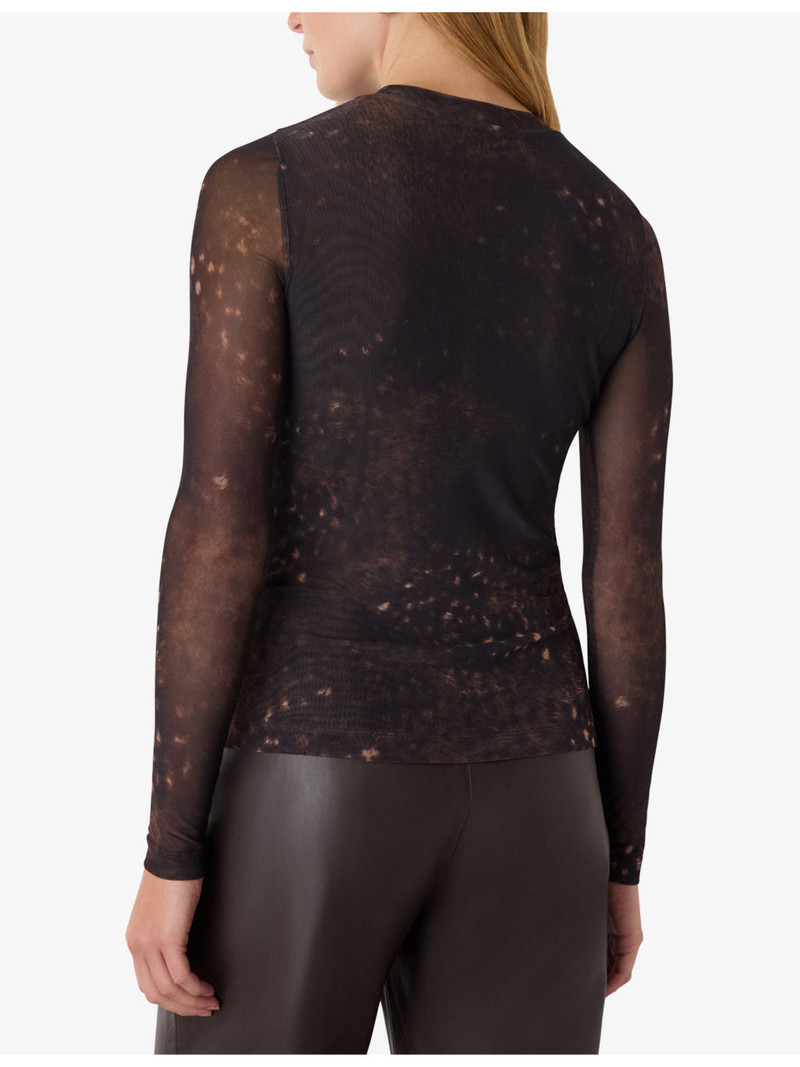 Spotted Animal-Print Stretch-Mesh Top 4