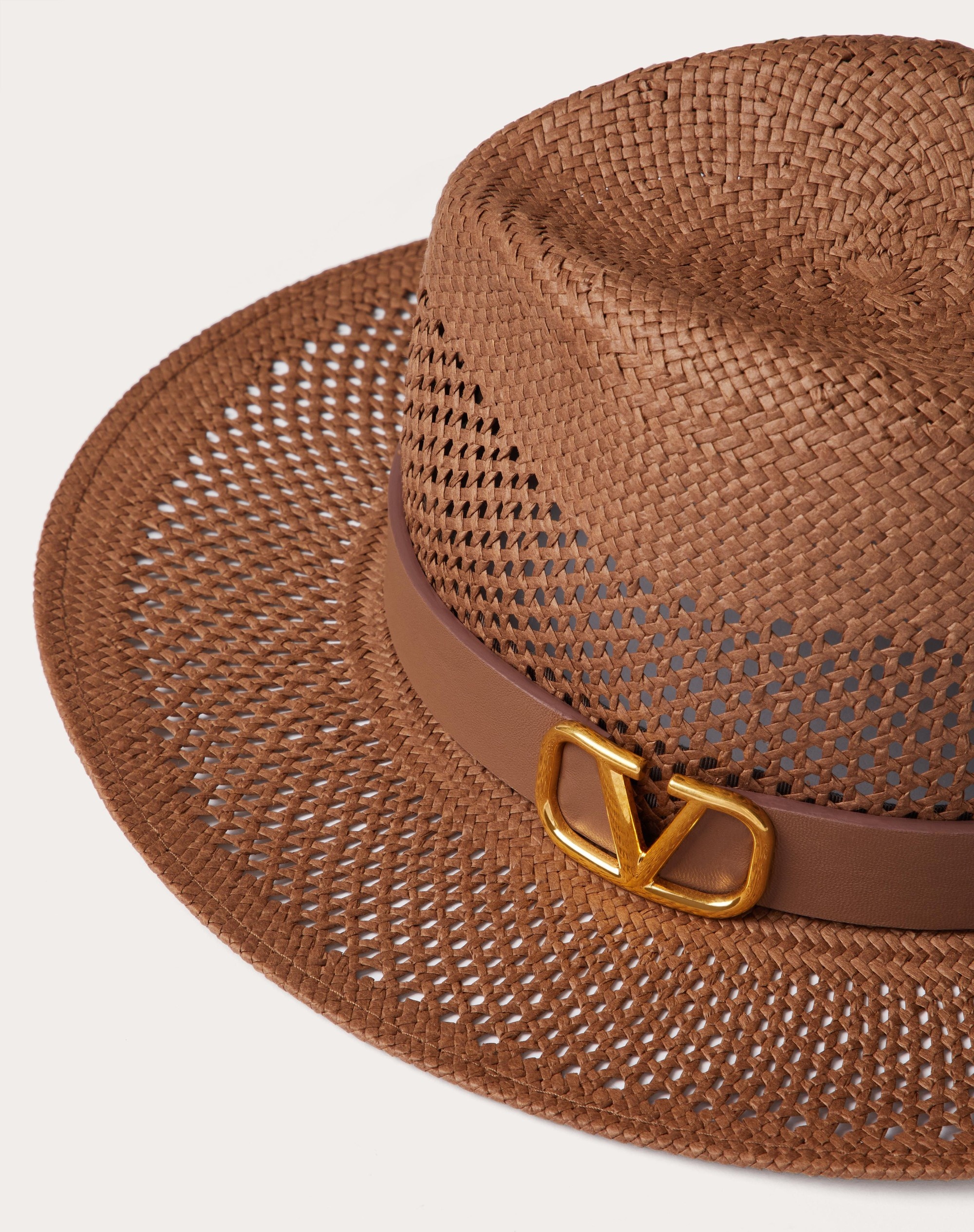 TEXTILE PAPER AND LEATHER VLOGO SIGNATURE FEDORA HAT - 2