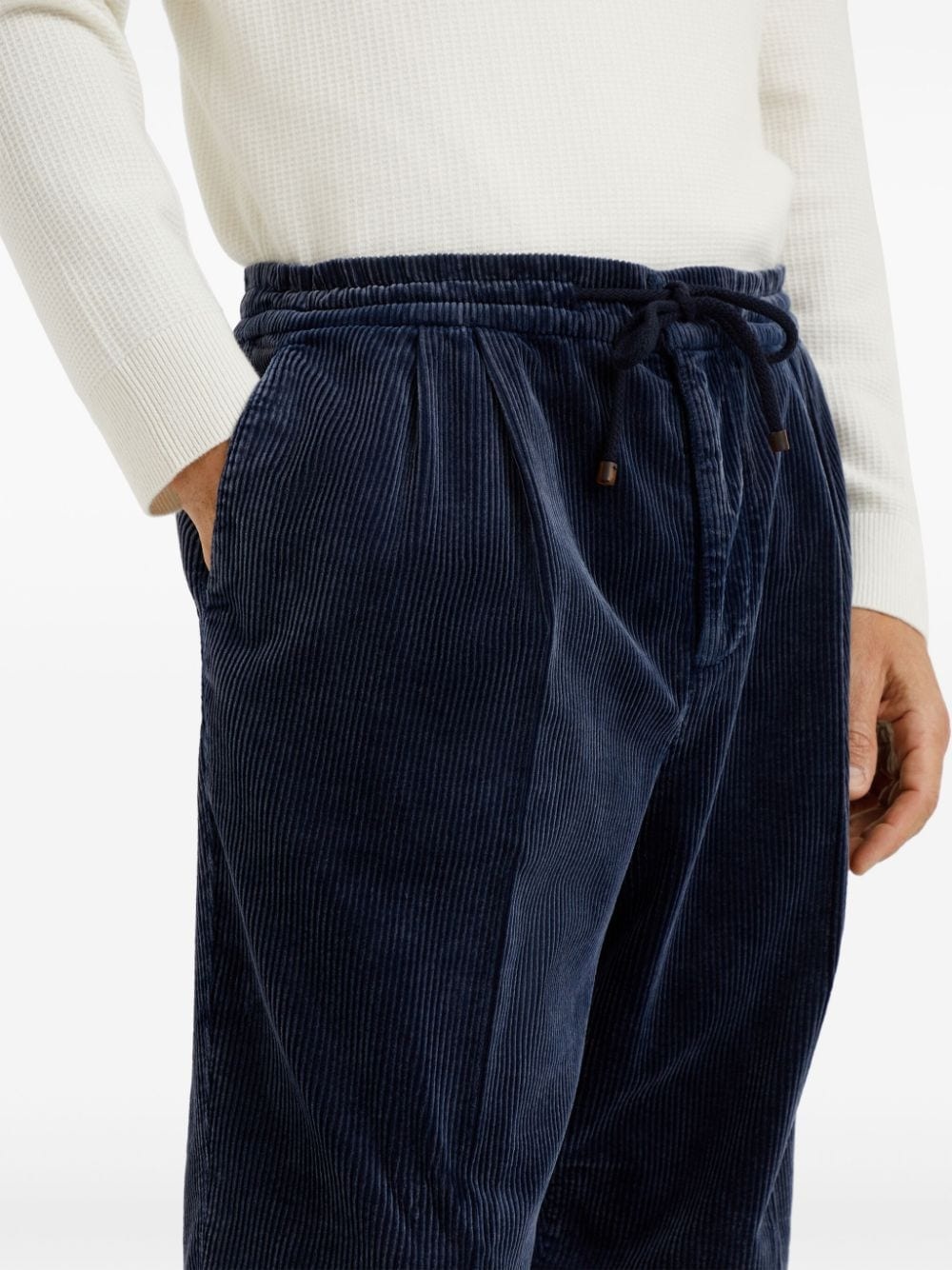 drawstring corduroy trousers - 5