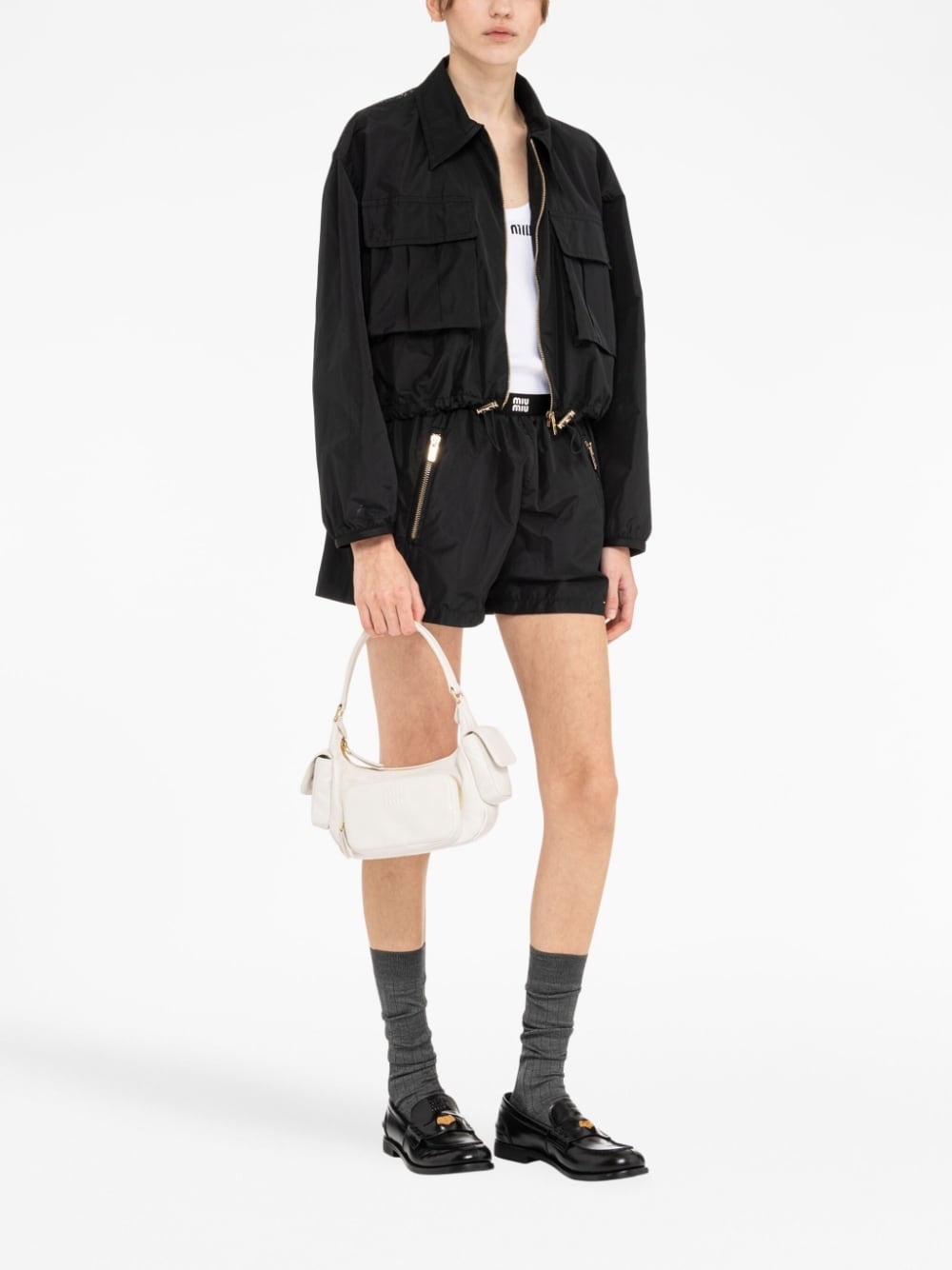 logo-embossed leather shoulder bag - 2