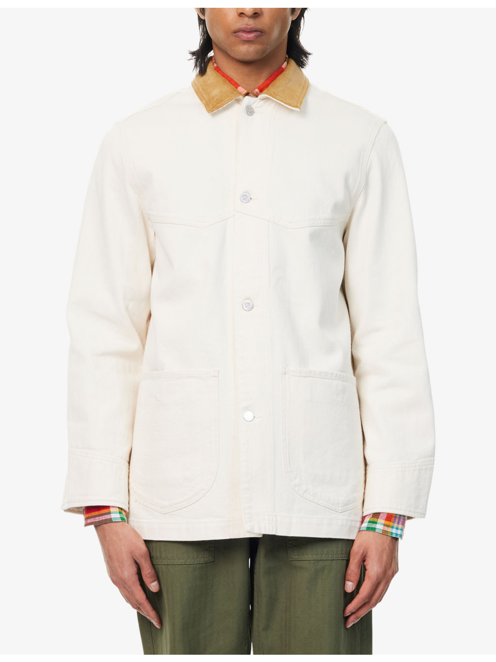 Western Corduroy-Collar Denim Jacket - 3