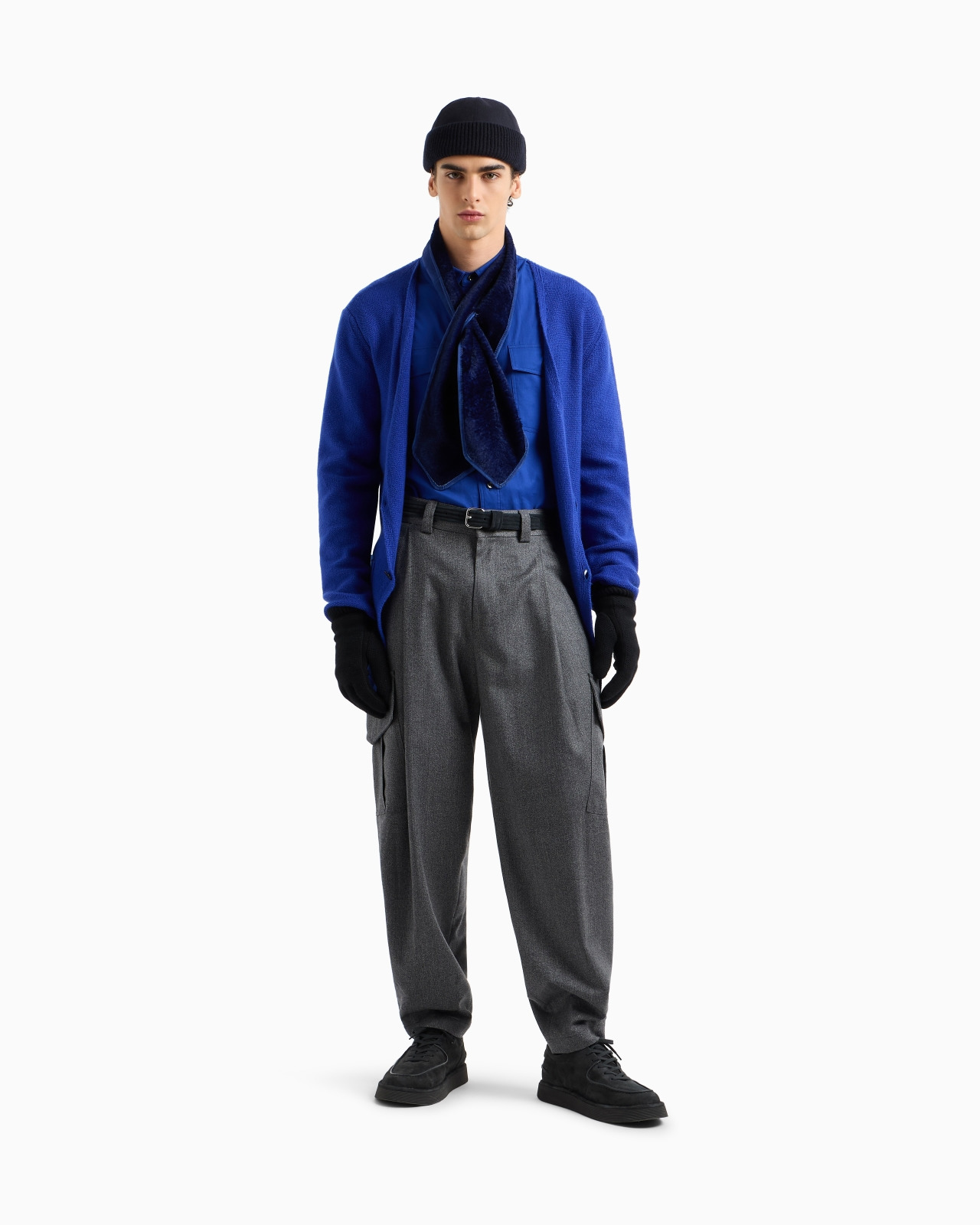 SINGLE-PLEAT MÉLANGE VIRGIN WOOL SANDBLASTED FABRIC TROUSERS - 2