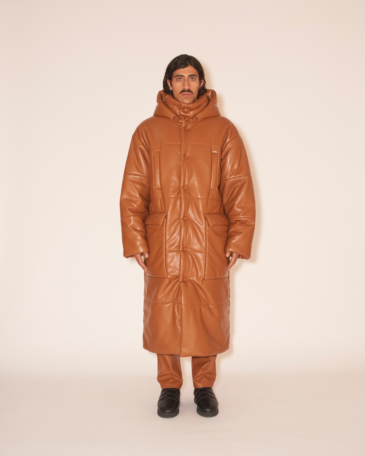 RADI - OKOBOR™ alt-leather padded coat - Tobacco - 3