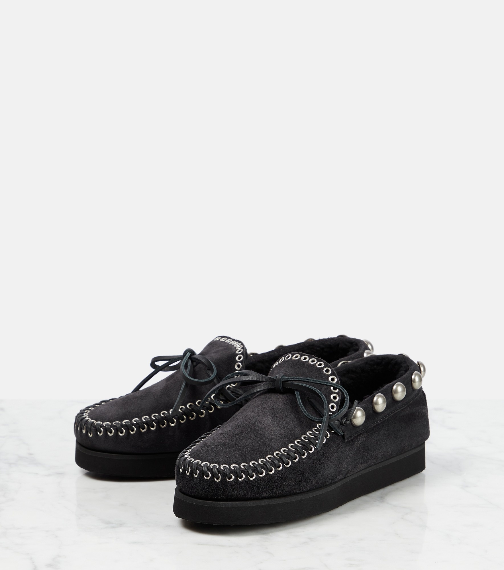 Forley shearling-lined suede mocassins - 5