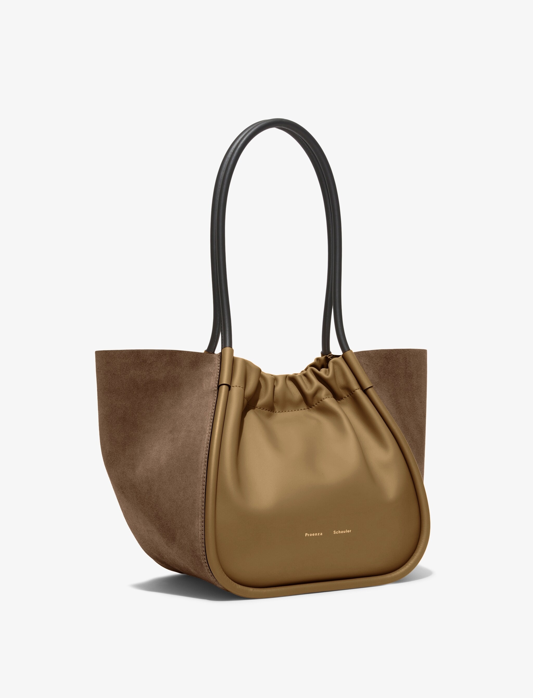 Large Suede Ruched Tote - 2