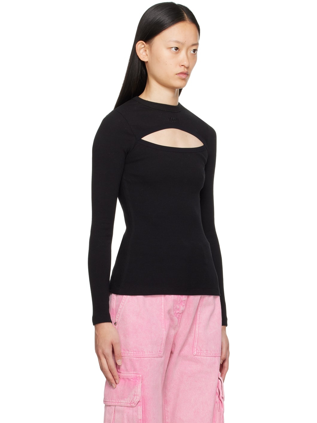 Black Cutout Long Sleeve T-Shirt - 2