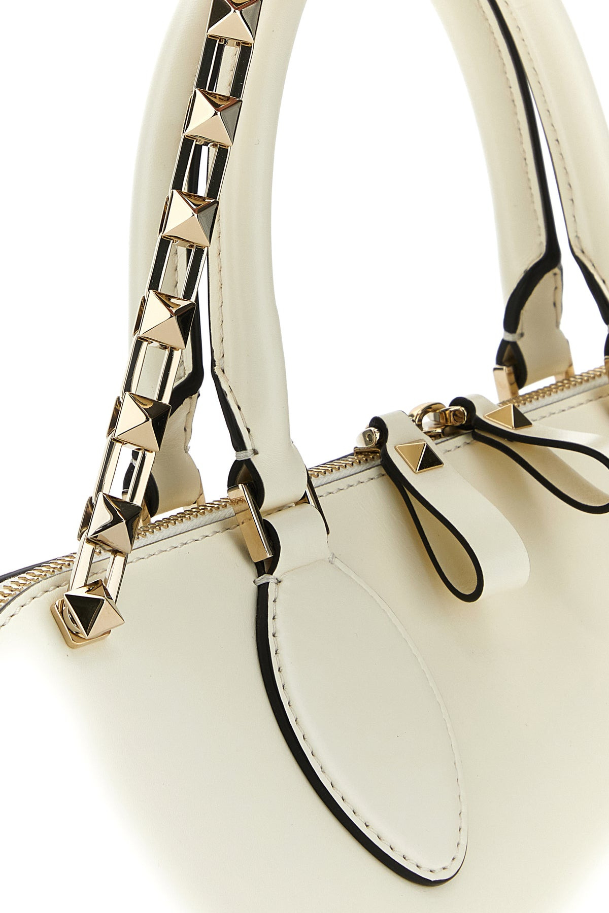 Ivory leather Rockstud East-West handbag - 4
