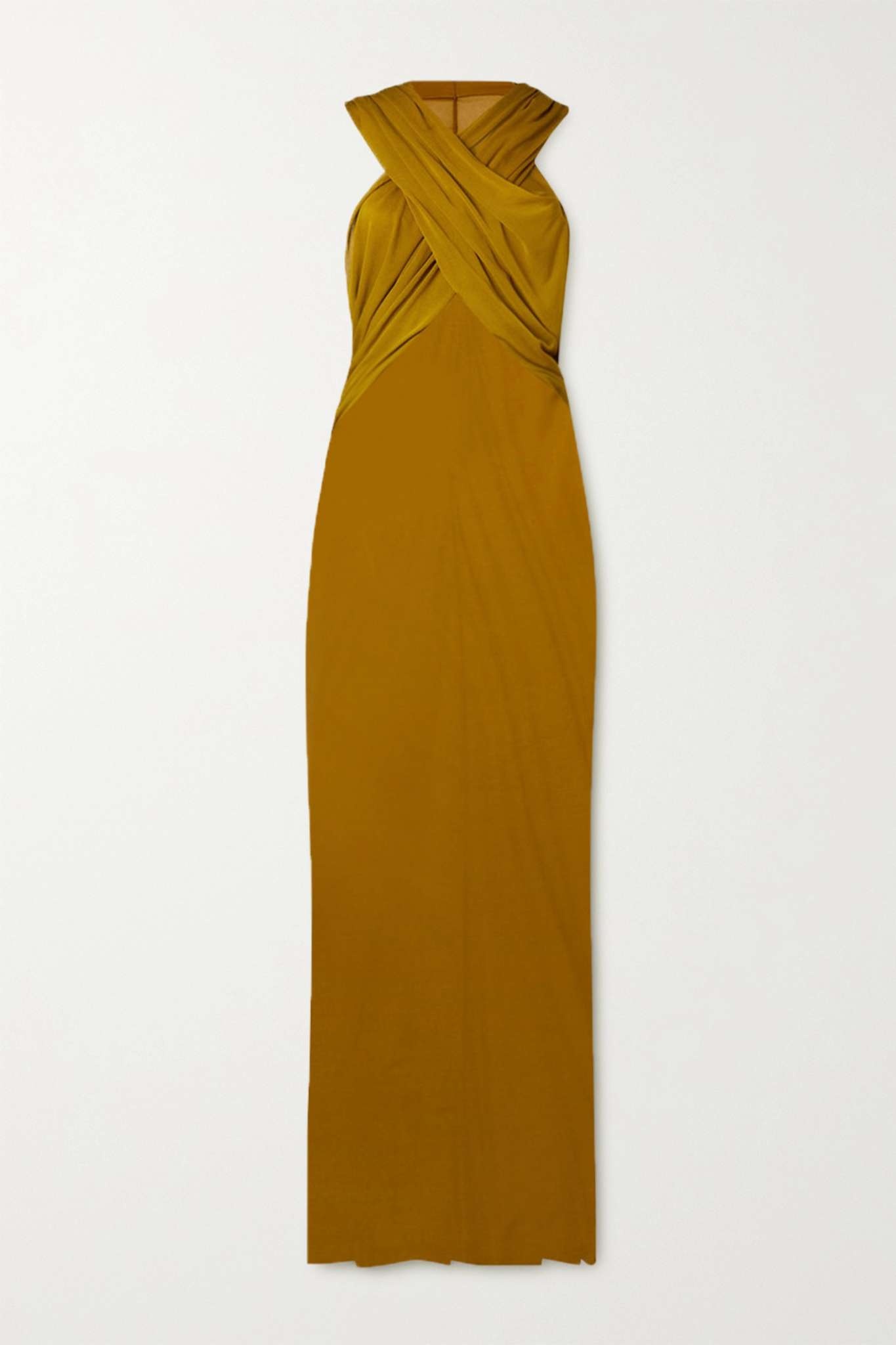 SAINT LAURENT Hooded backless draped knitted maxi dress