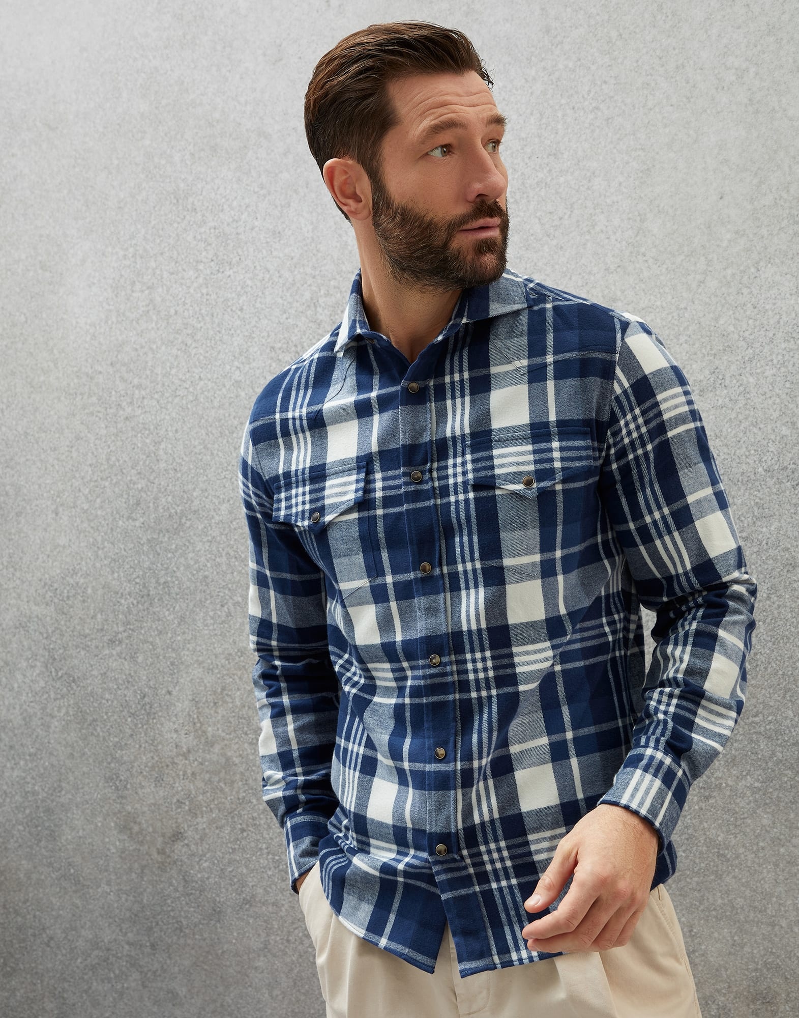 Madras flannel easy fit western shirt - 1