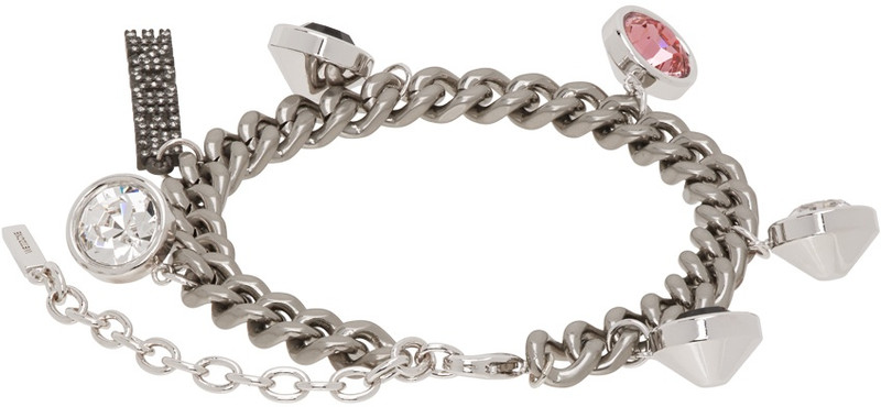 We11done Silver Crystal Stone Charm Bracelet outlook