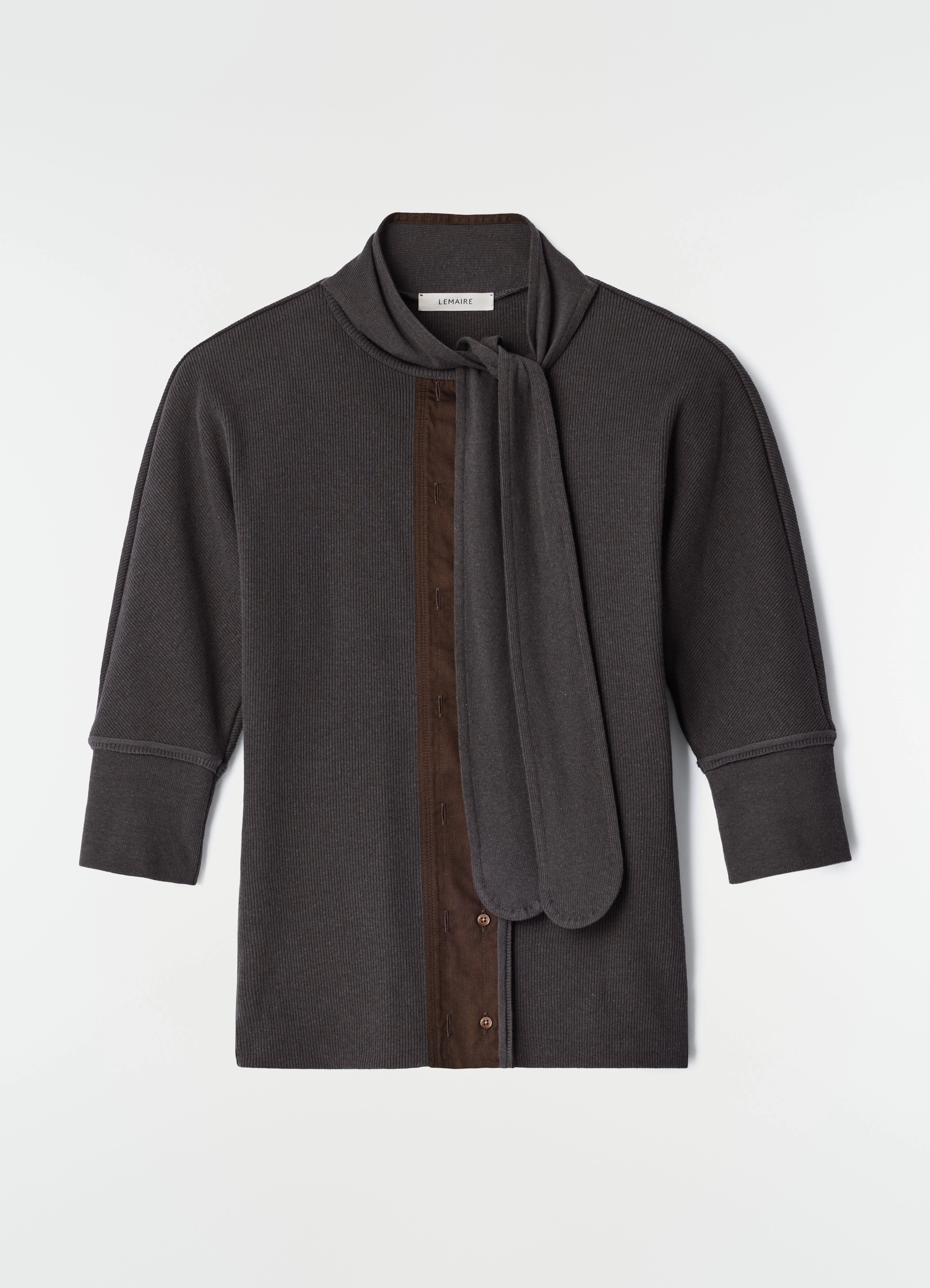 ASCOT T-SHIRT IN LINEN AND COTTON RIBBED JERSEY - 1
