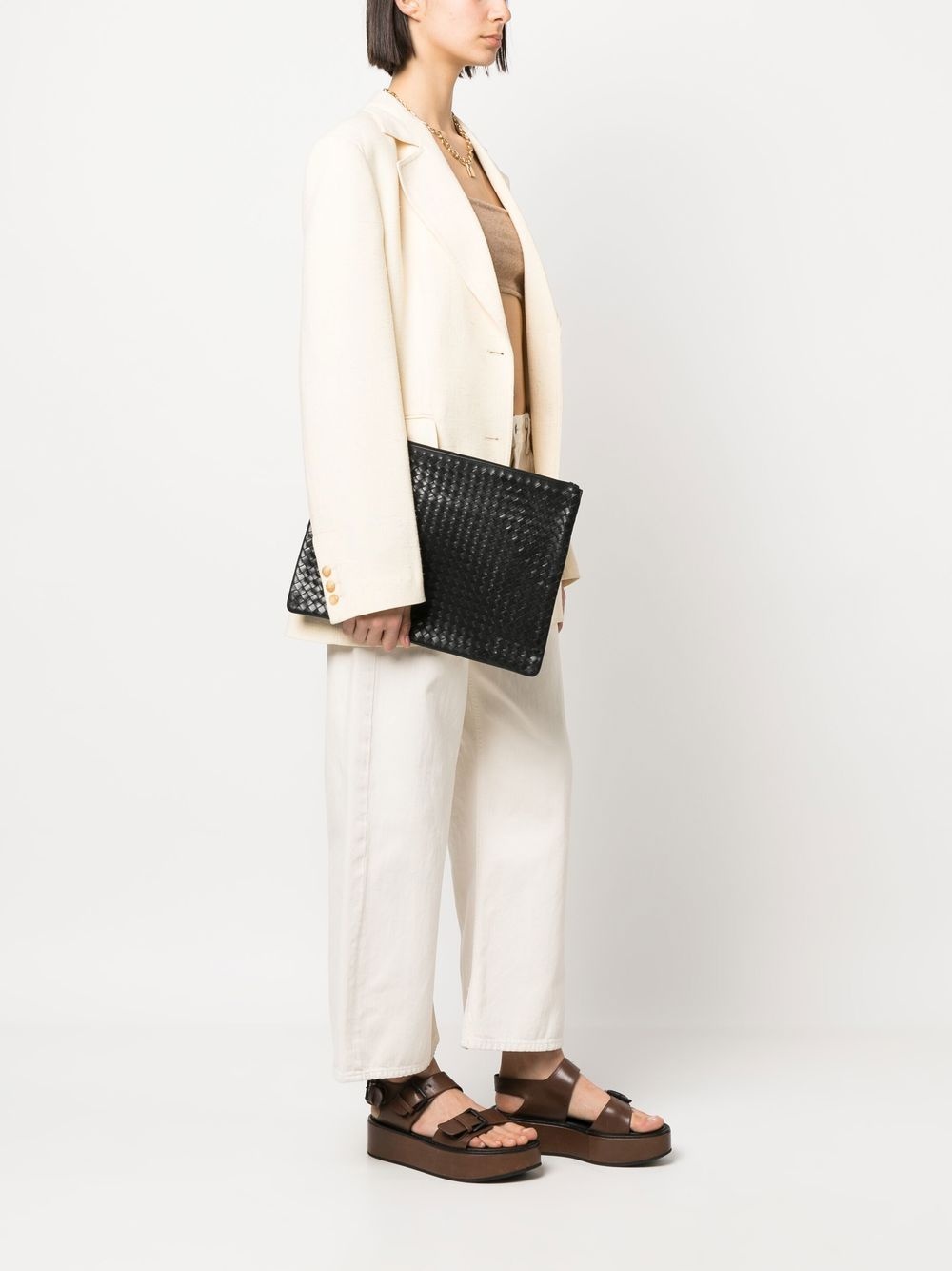 woven leather clutch bag - 2