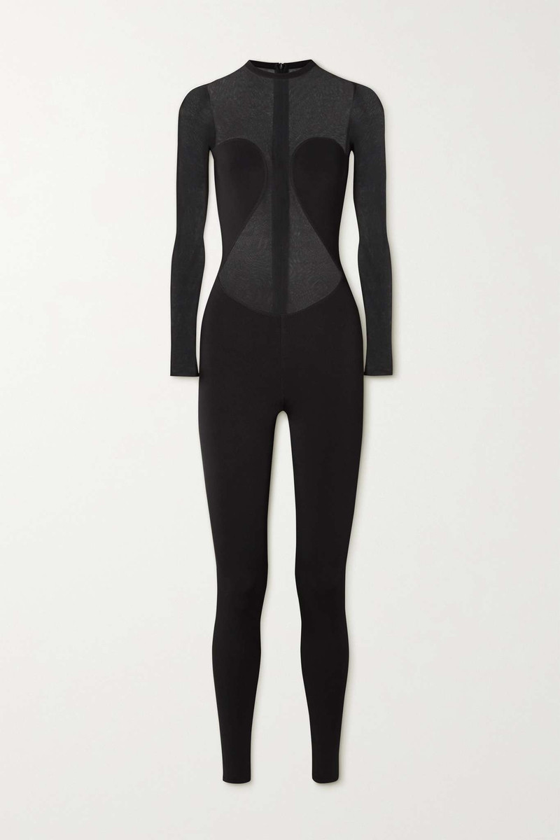 Stretch-cady and silk-tulle jumpsuit - 1