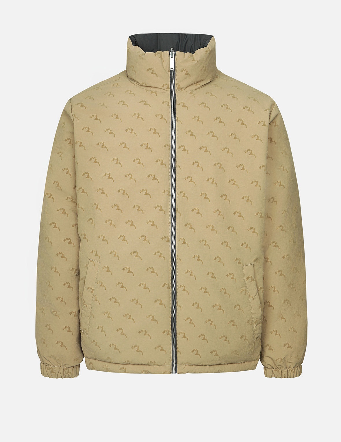 Seagull Print Loose Fit Reversible Down Jacket - 7