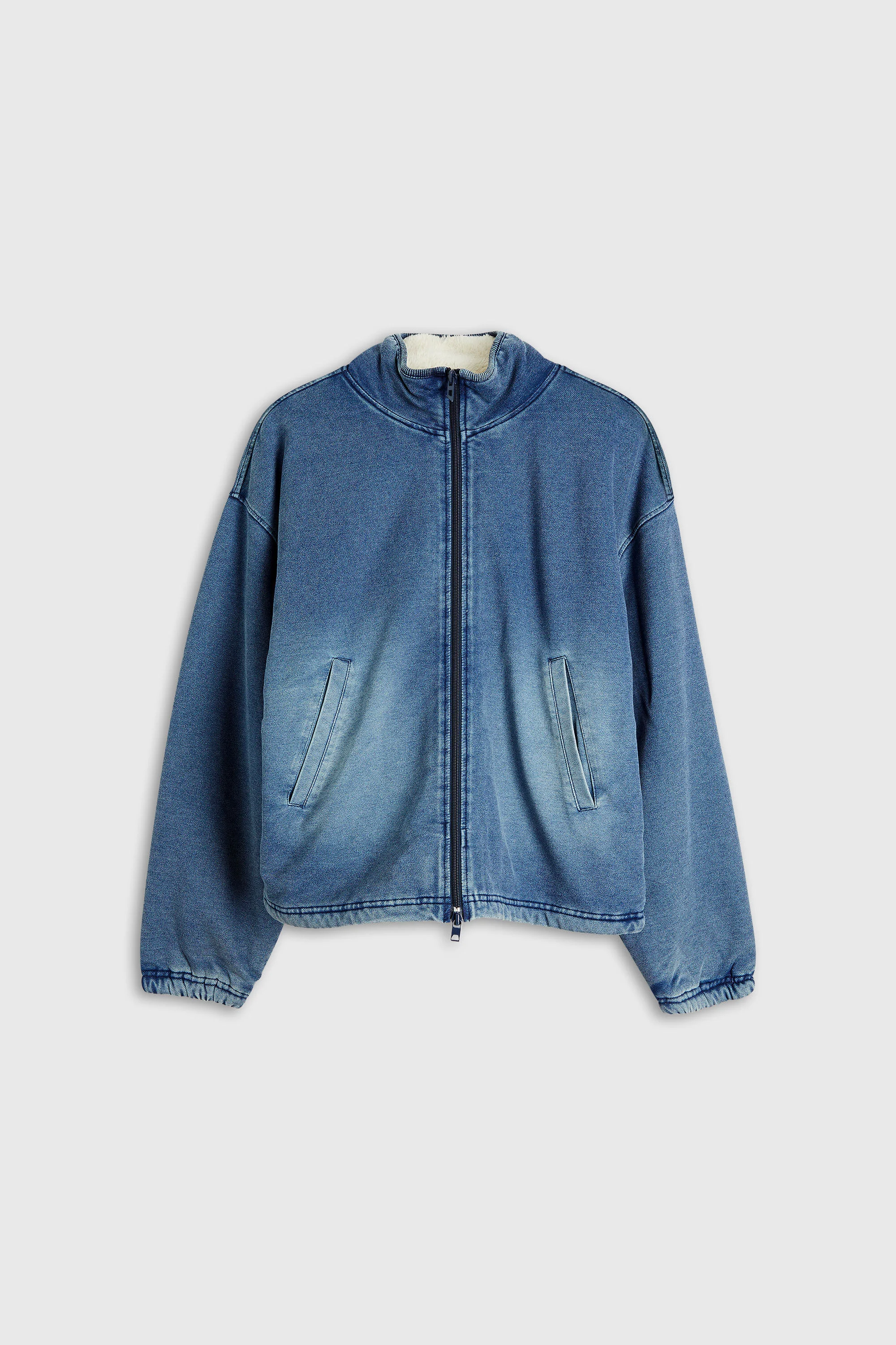 SWEAT JACKET WITH DENIM EFFECT - 1