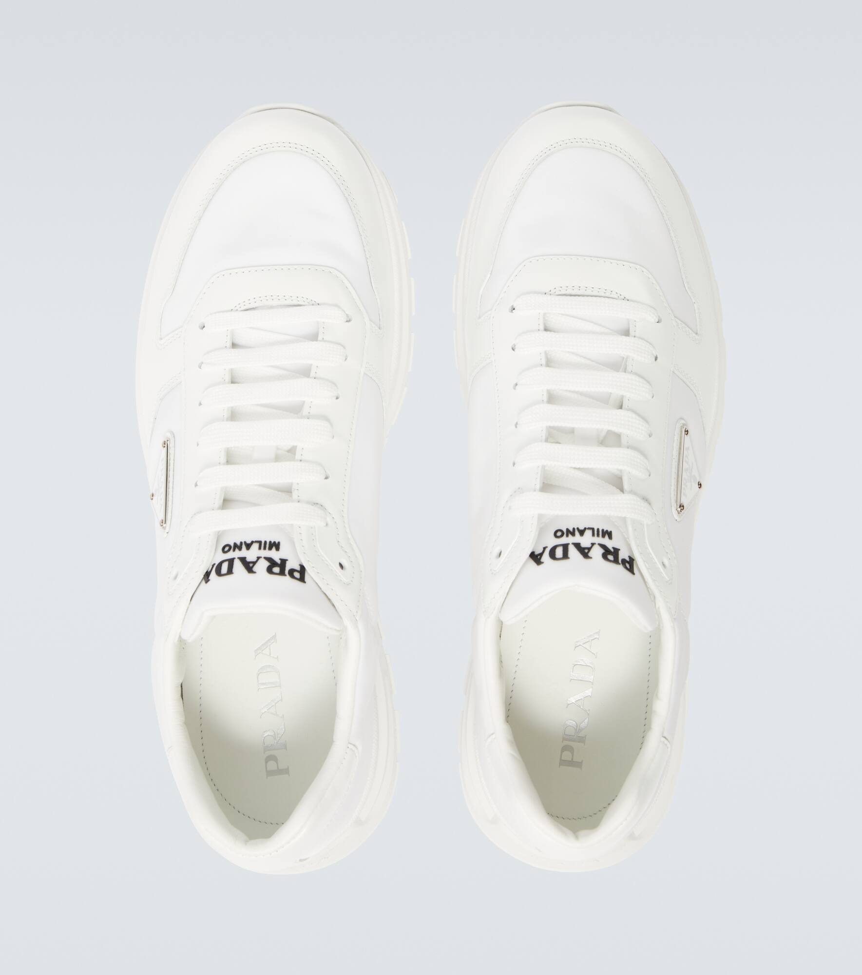 Logo leather-trimmed sneakers - 4