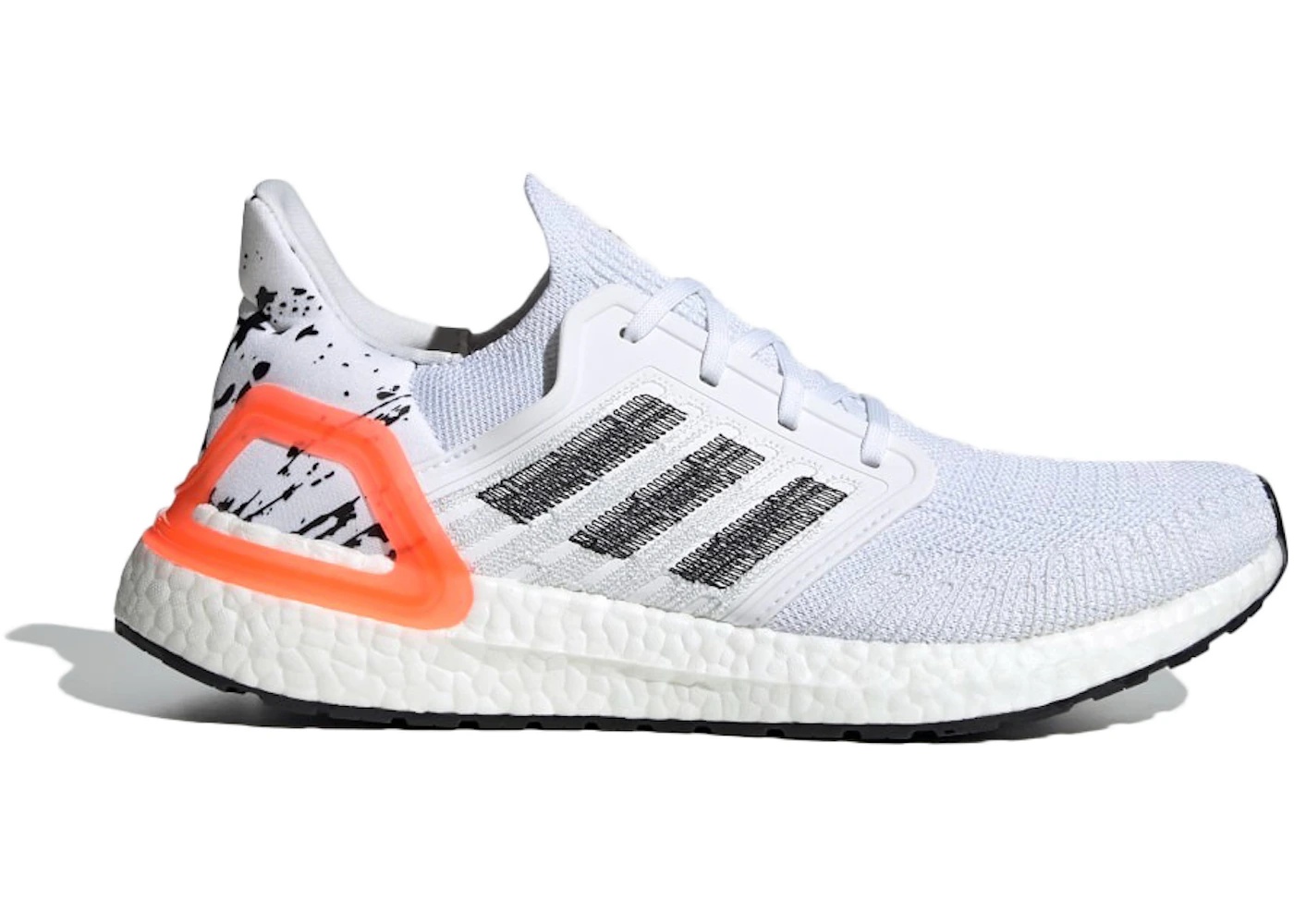 adidas Ultra Boost 20 White Orange Heel Pattern - 1