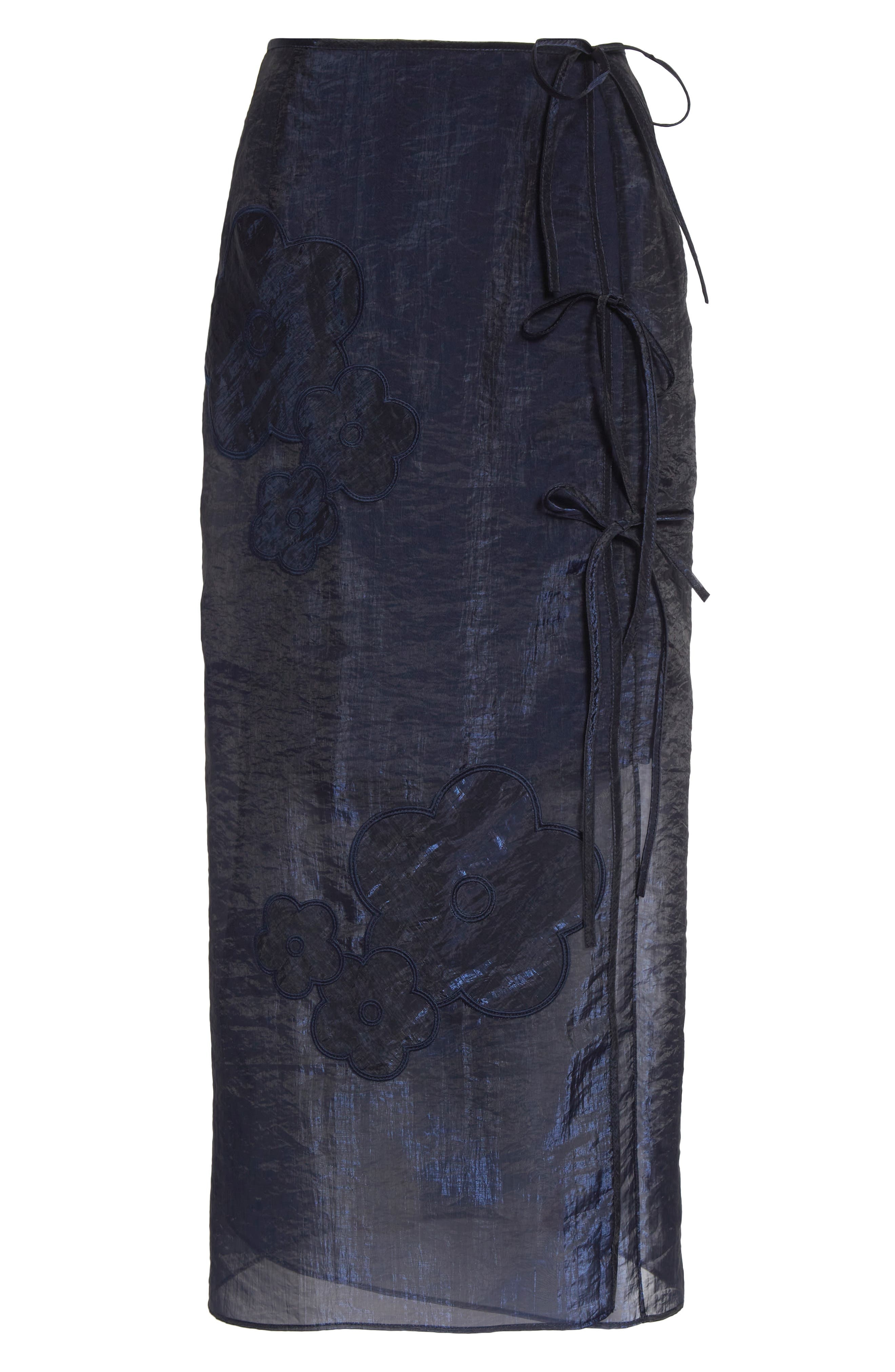 Cecilie Bahnsen April Floral Embroidered Wrap Skirt in Navy at Nordstrom - 6