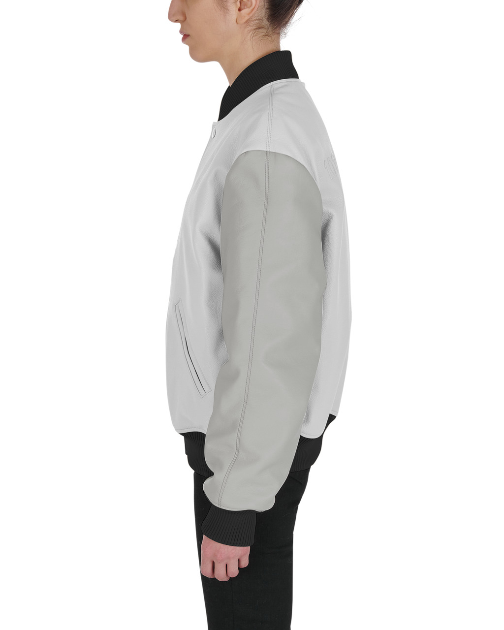 EMBROIDERED LEATHER LOGO VARSITY JACKET - 8