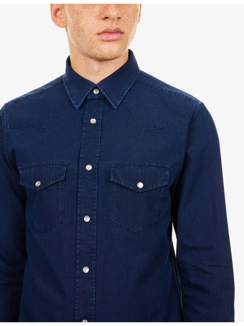 Curved-Hem Slim-Fit Denim Shirt 5