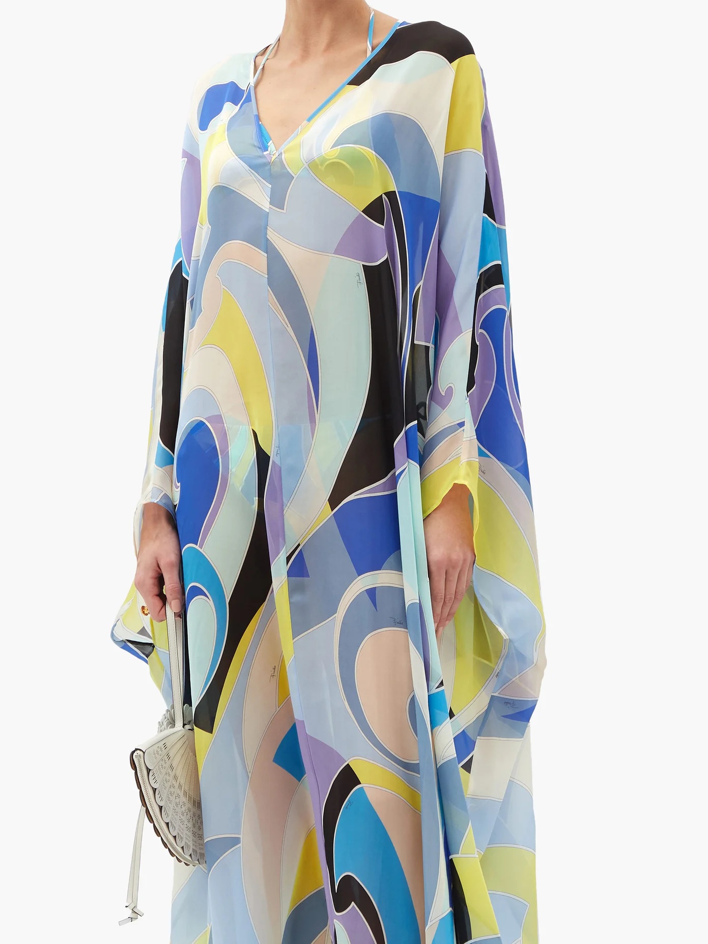 Quirimbas-print silk-chiffon kaftan - 6