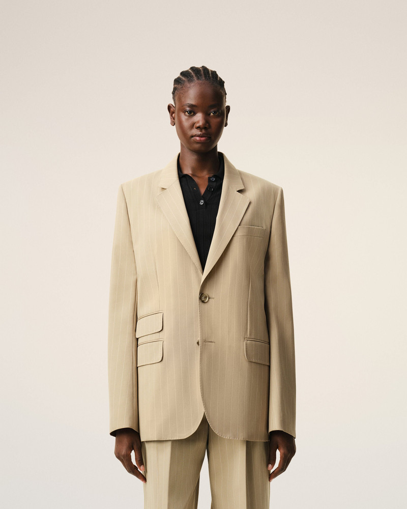 BEIGE NEW WOOL SINGLE BREASTED BOXY JACKET 3