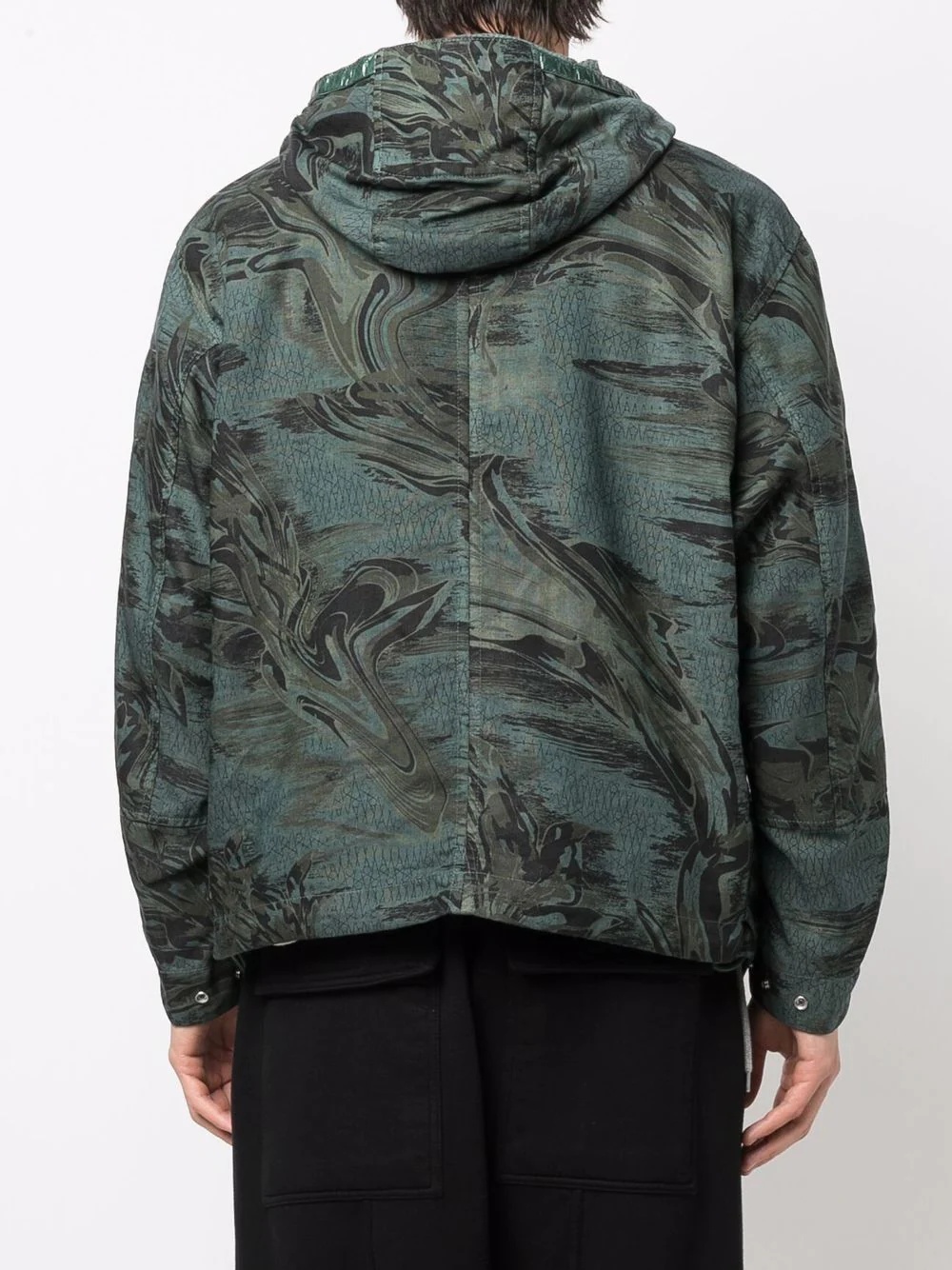 patterned zip-up hooded jacket - 4