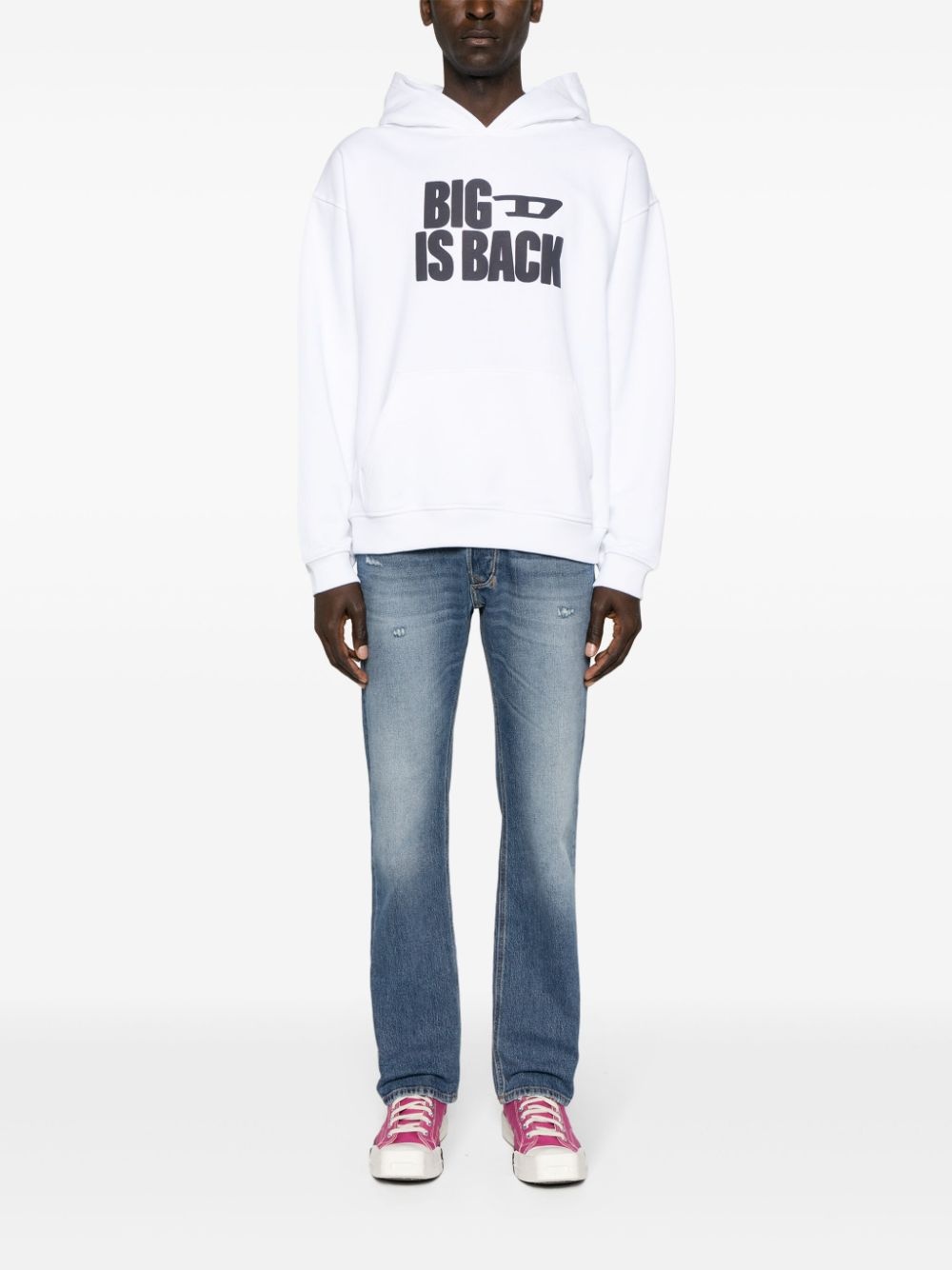 slogan-print cotton hoodie - 2