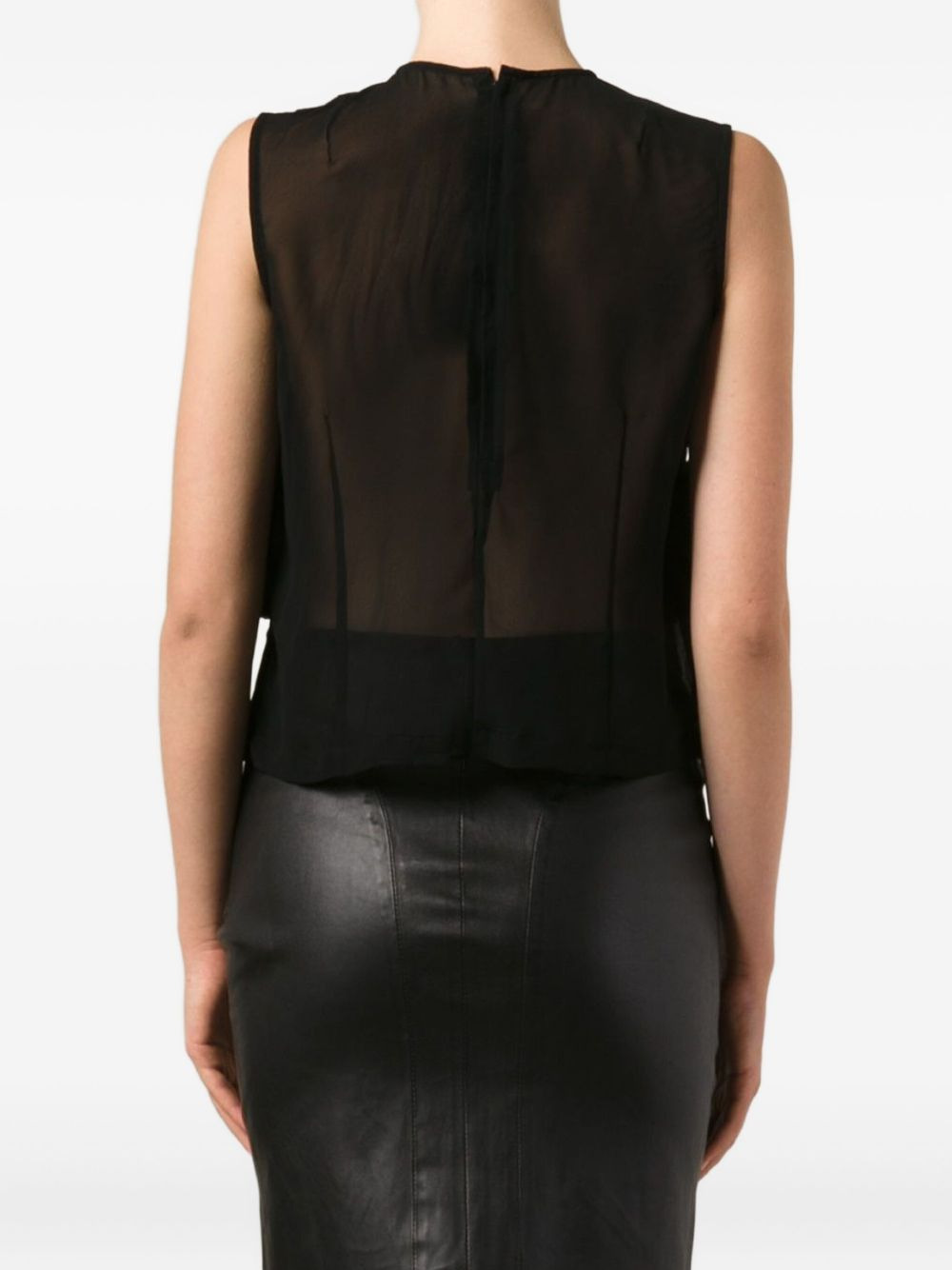 semi-sheer ruffled tank top - 4
