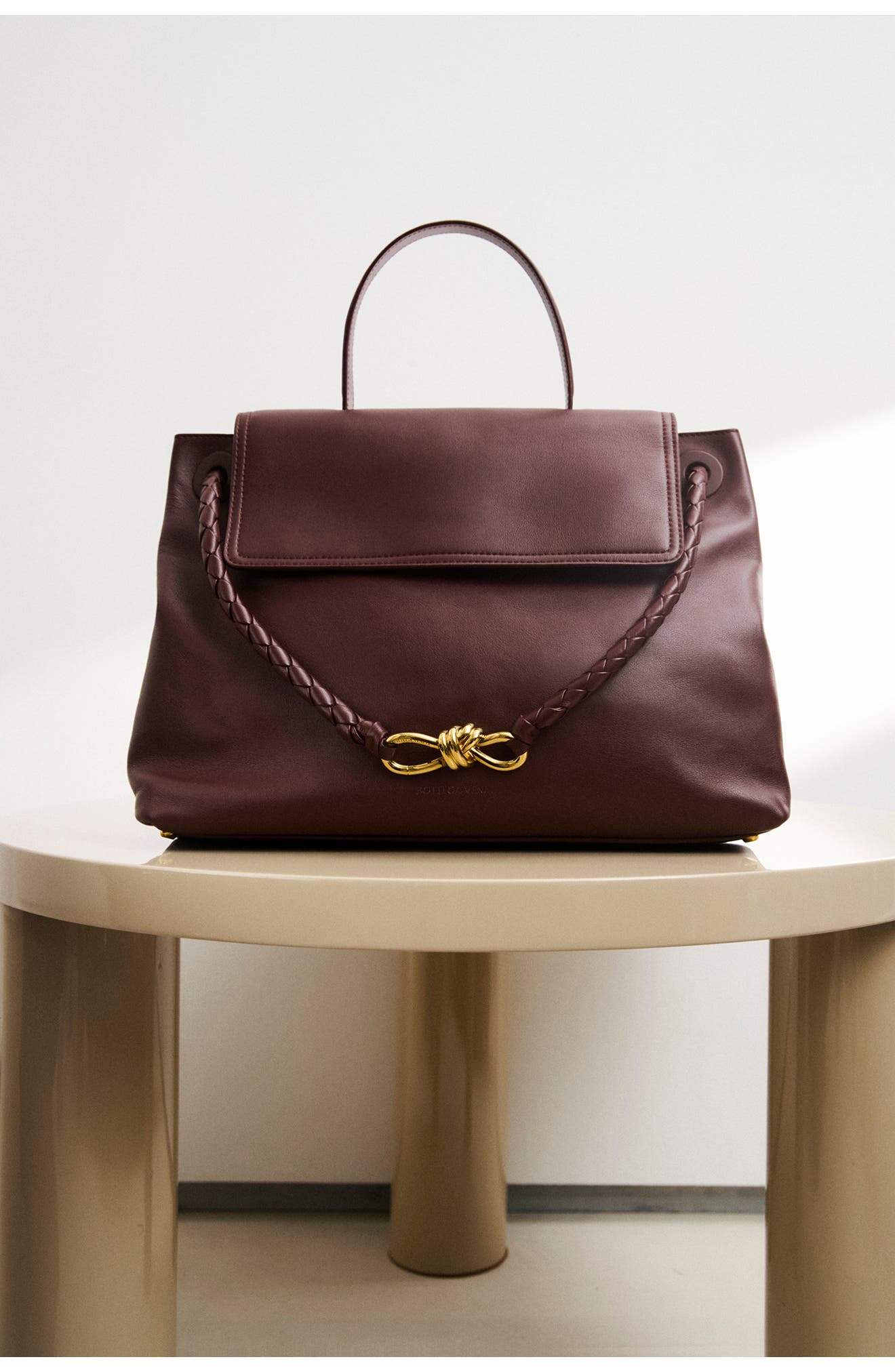 Bottega Veneta Ciao Ciao Knot Detail Leather Top Handle Bag in 2250 Barolo-M Brass at Nordstrom - 2