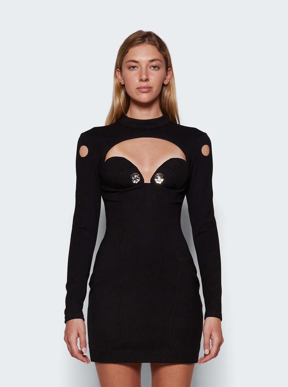 Bustier Cup Long Sleeve Dress Black - 3