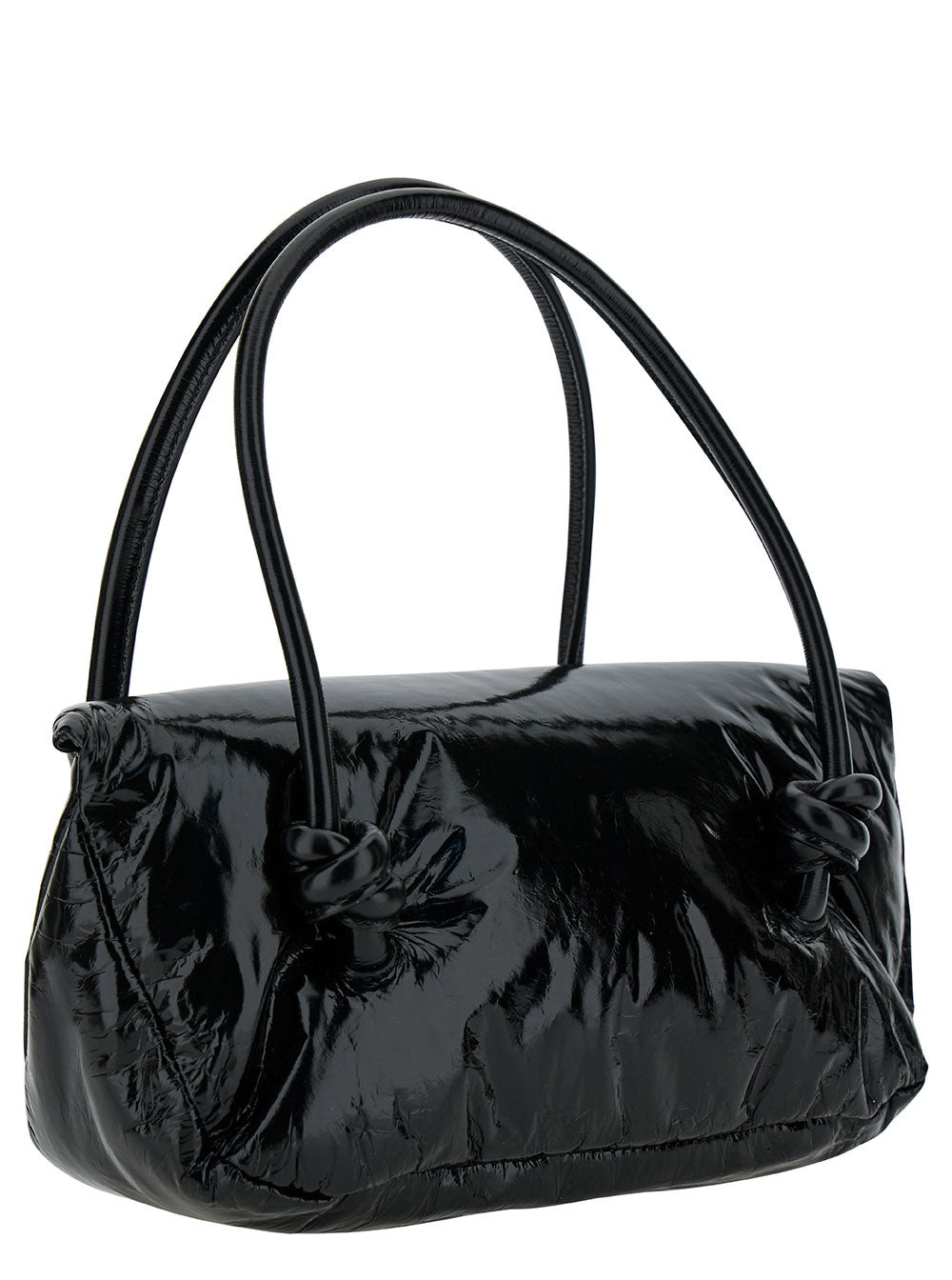 Jil Sander Women 'Knot Small' Black Shoulder Bag With Laminated Logo In Patent Leather Woman - 3