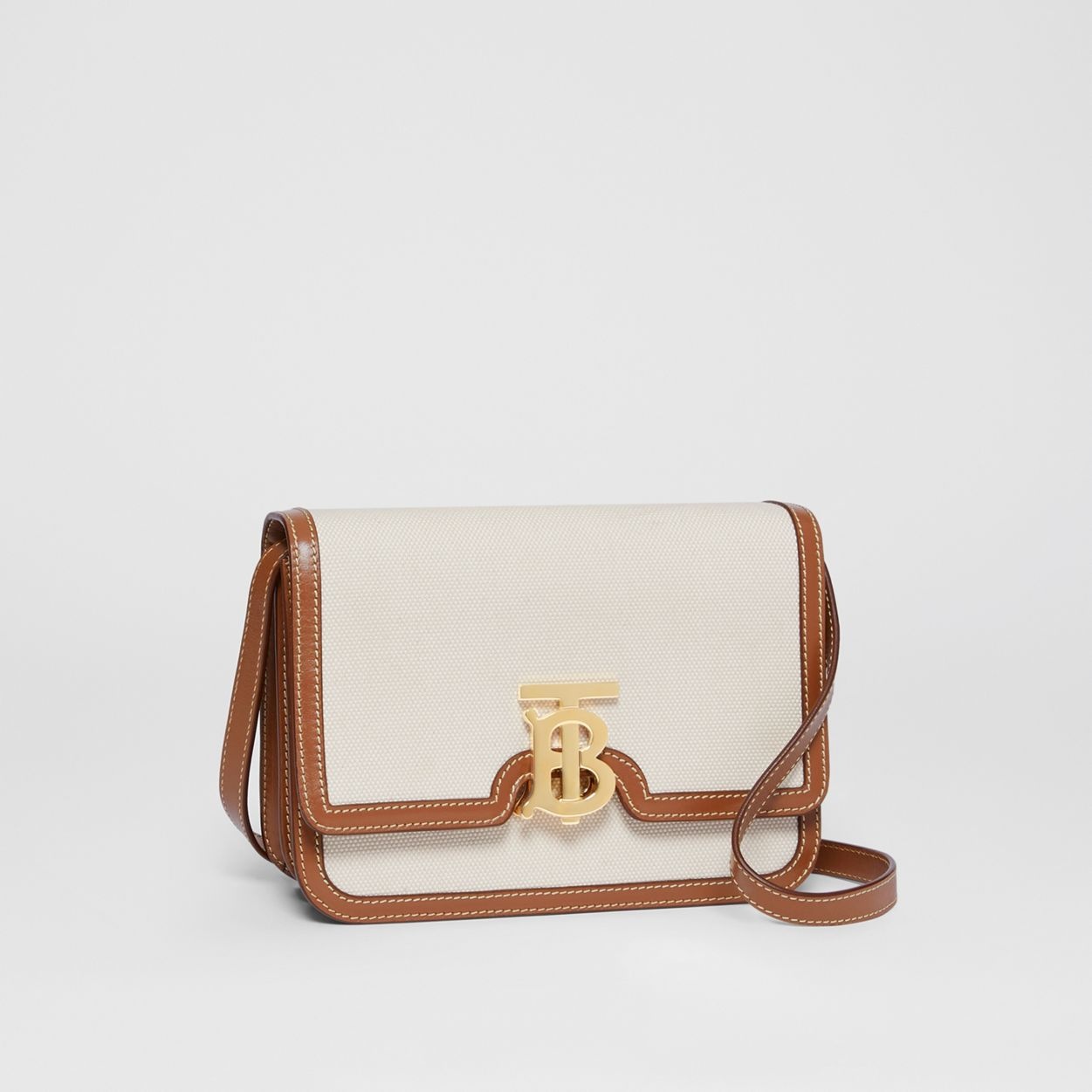 Small Two-tone Canvas and Leather TB Bag - 5