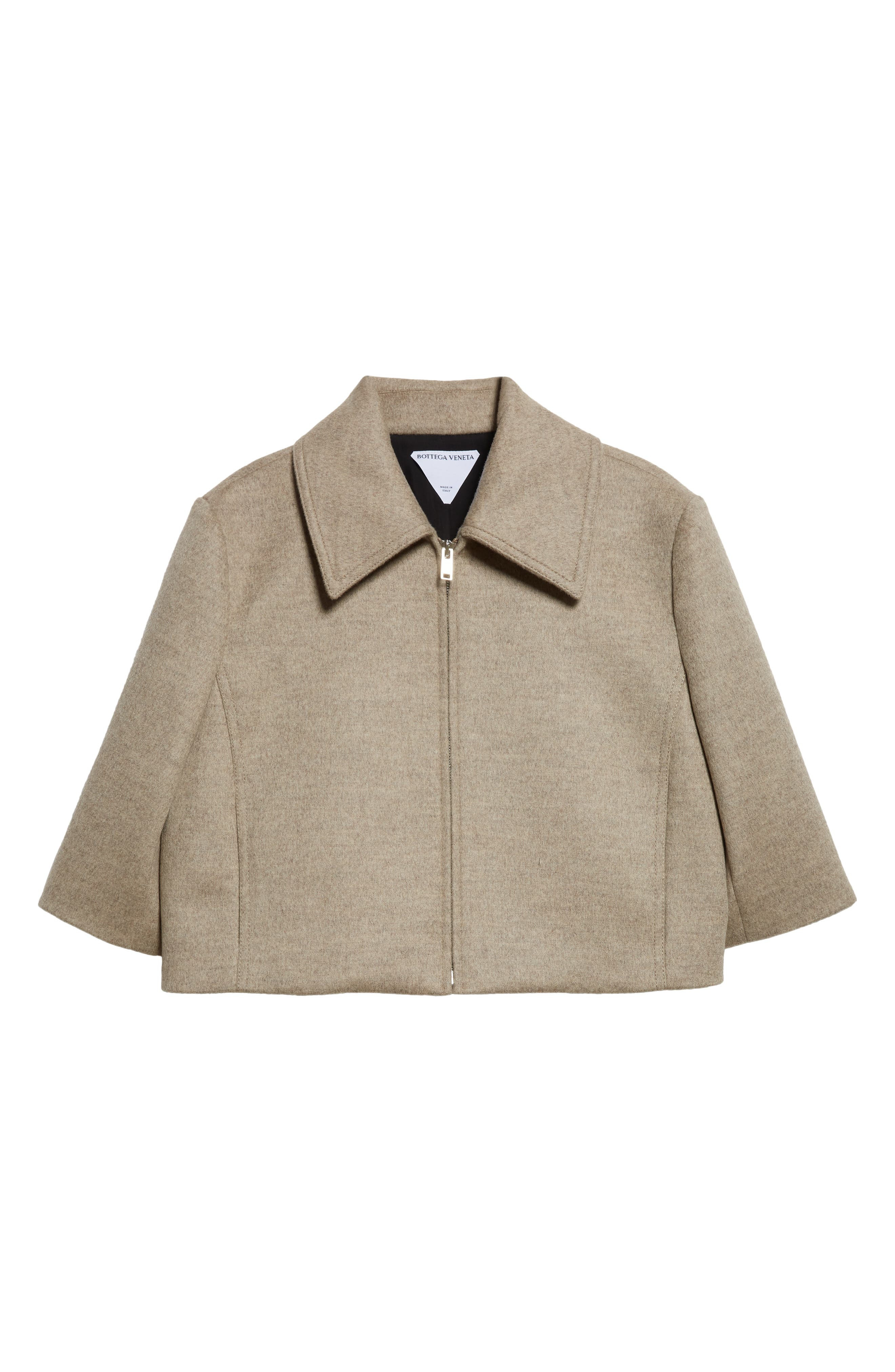 Bottega Veneta Wool & Cashmere Crop Jacket in 2783 Sandshell Melange at Nordstrom - 7