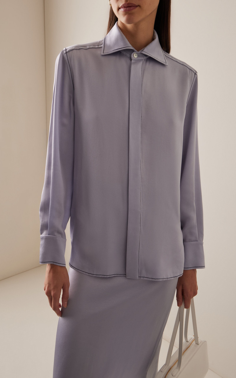 BEVZA Office Satin Shirt blue outlook