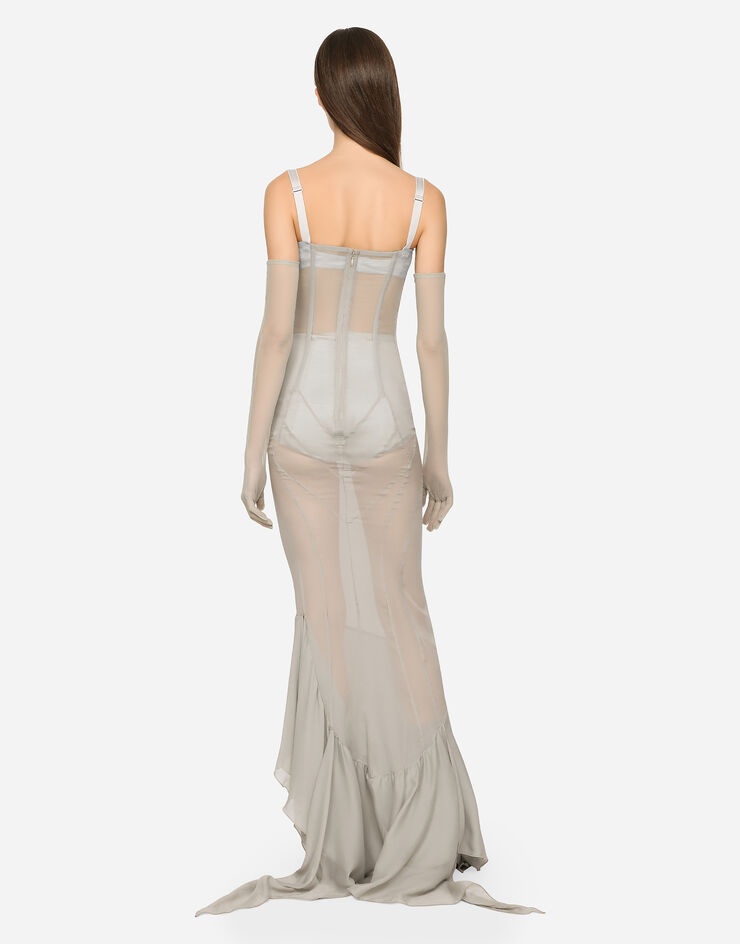 Long silk georgette dress - 6