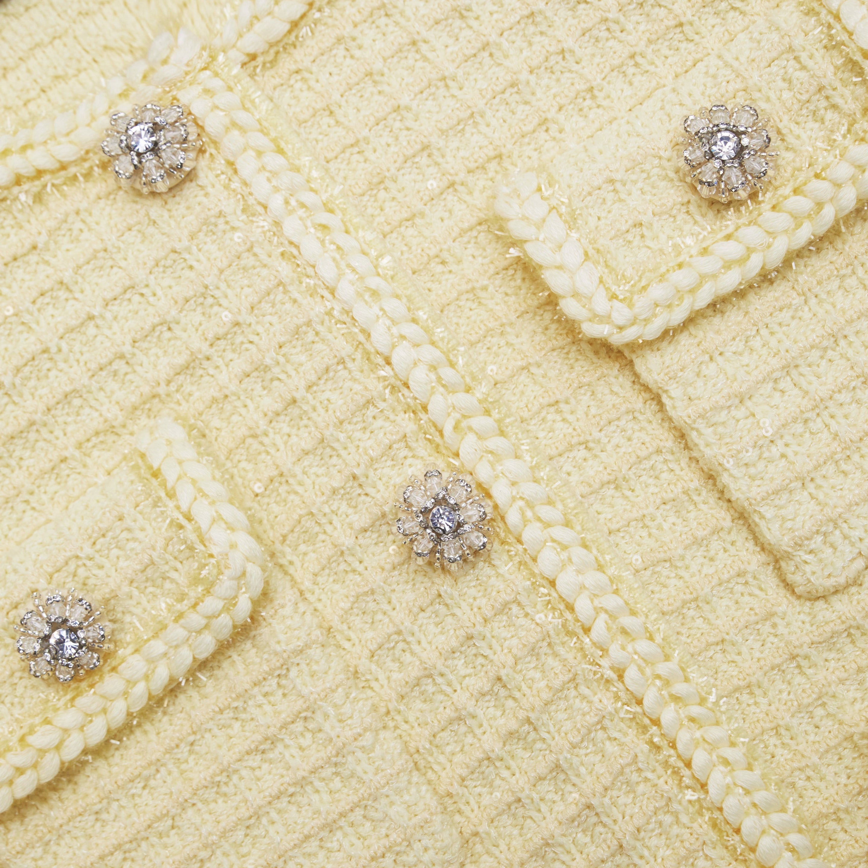 Yellow Textured Knit Jacket - 5