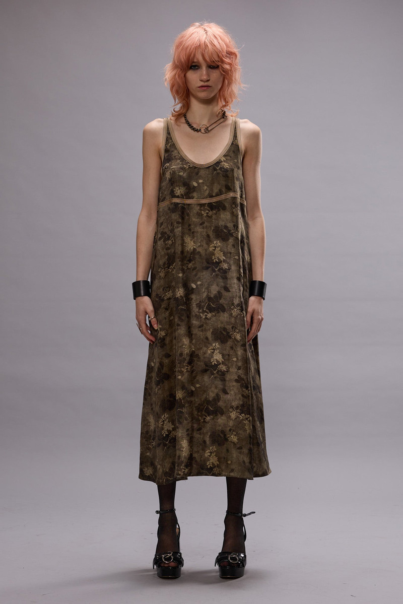 R13 TAPED TANK DRESS - OLIVE FLORAL outlook