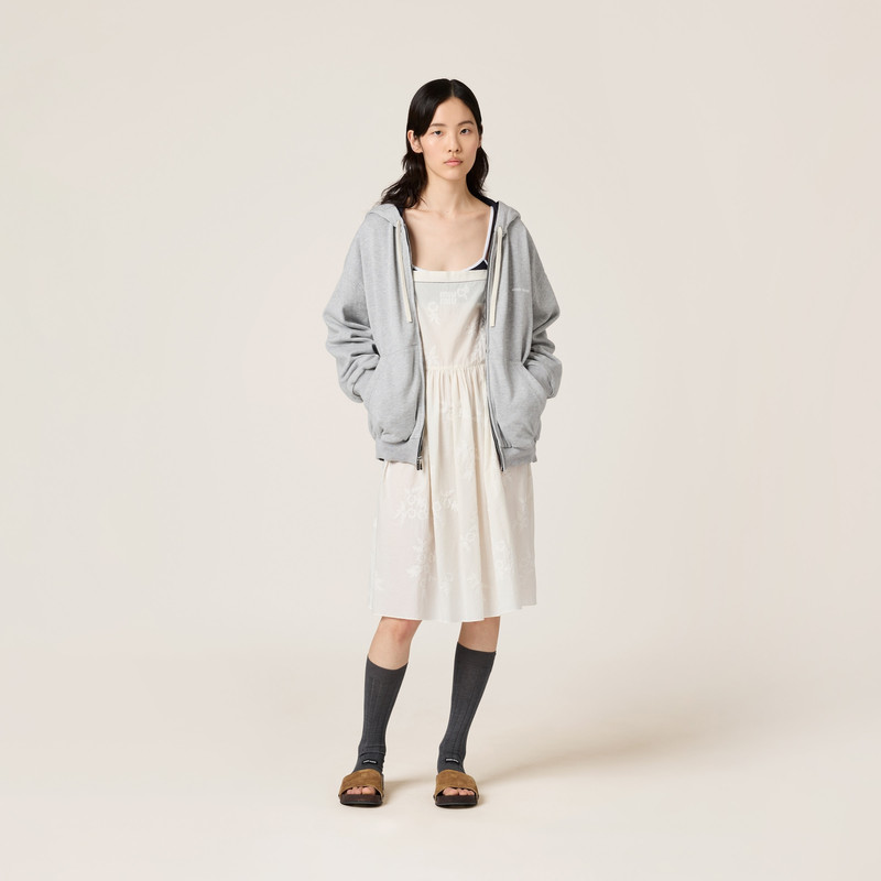 Miu Miu Jersey and technical pongé blouson jacket outlook
