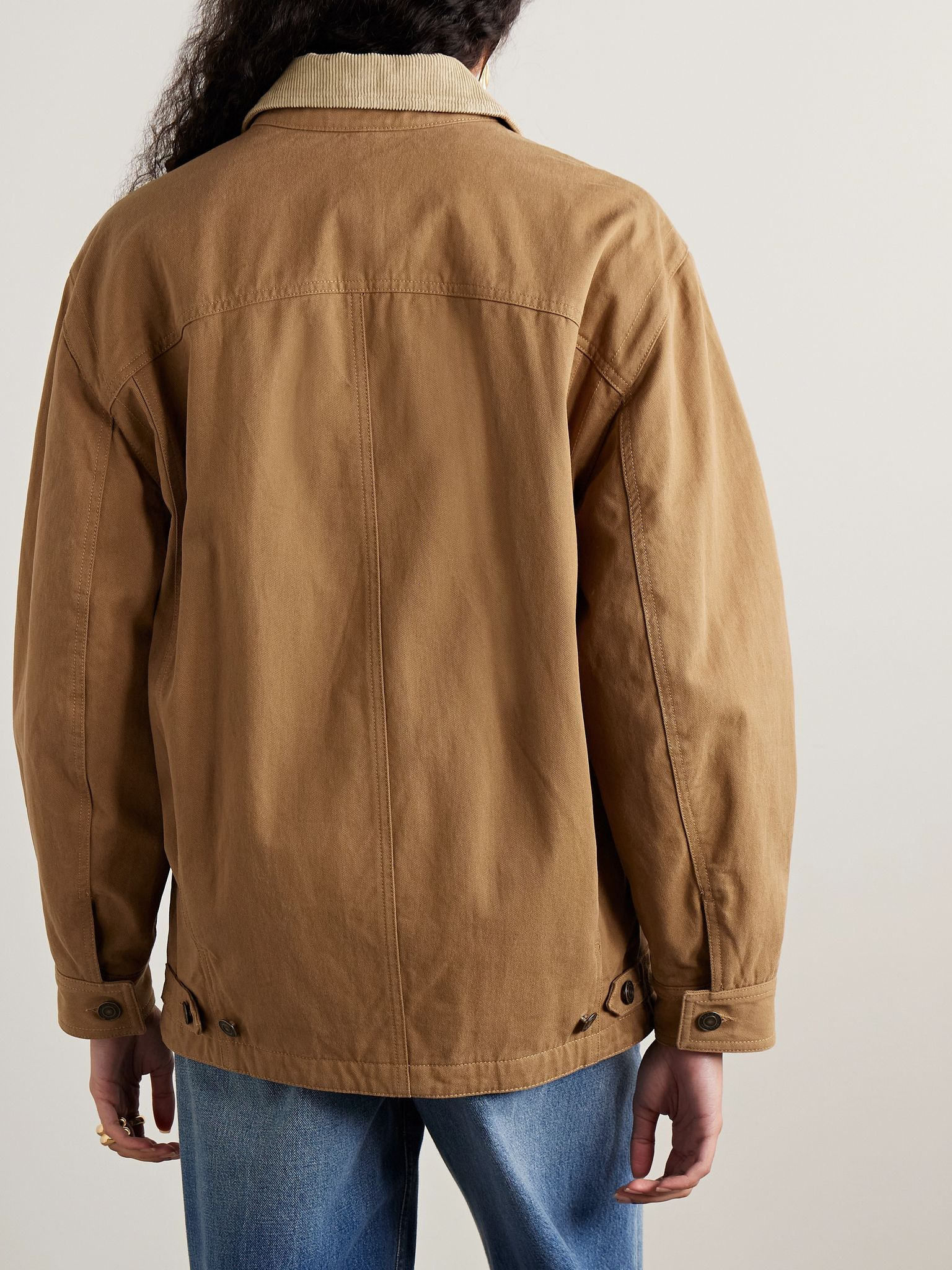 Ninon corduroy-trimmed cotton-twill jacket Brown - 4