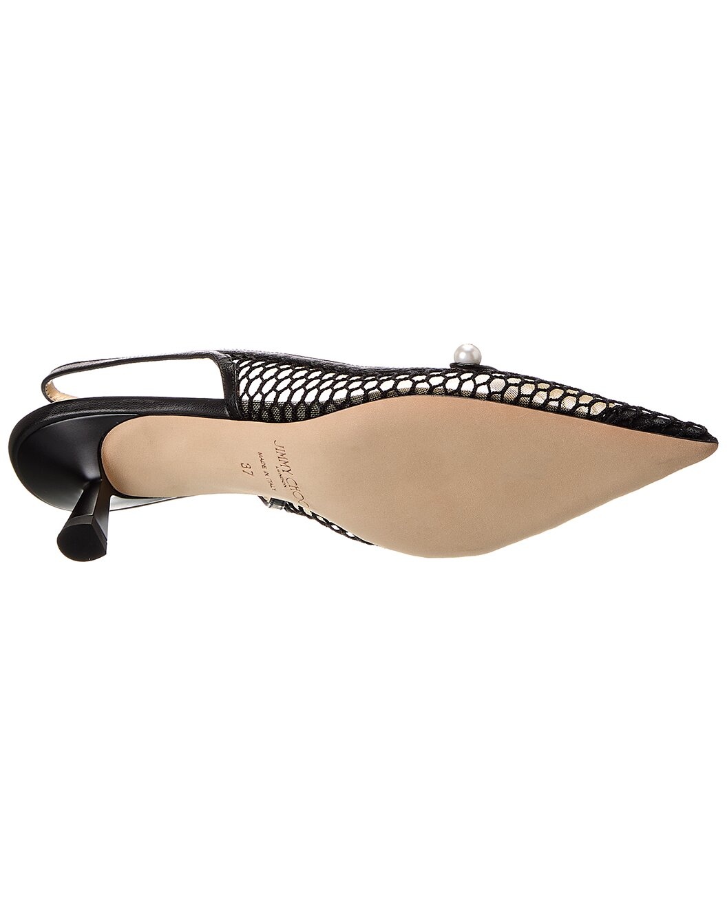 Jimmy Choo Amita 45 Fishnet Mesh & Leather Slingback Pump - 4