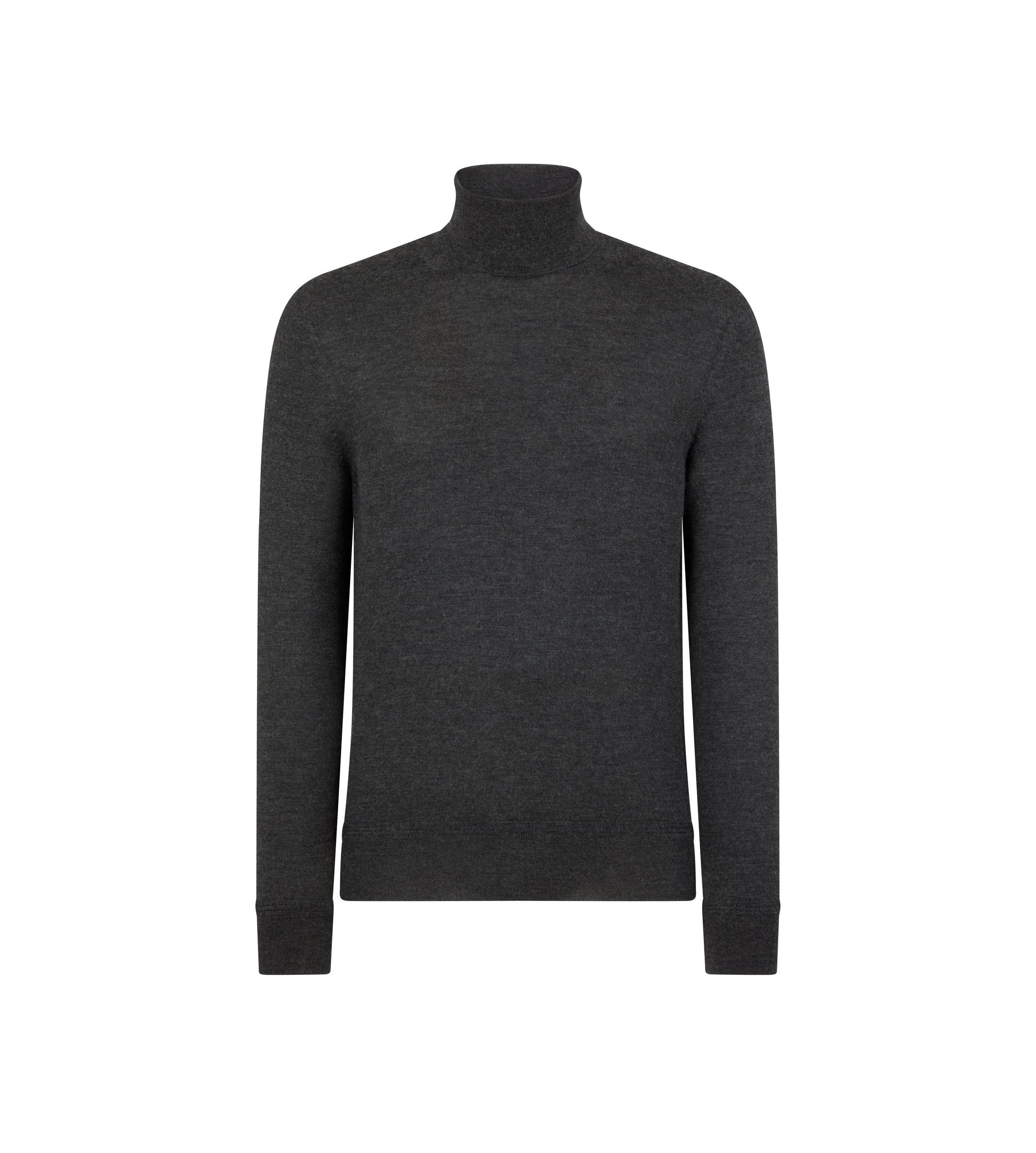 FINE GAUGE CASHMERE SILK ROLL NECK - 1