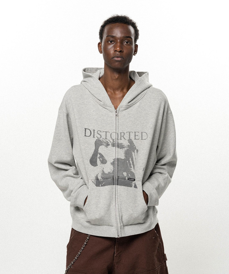 "DISTORTED Girl" Zip-up Hoodie 13