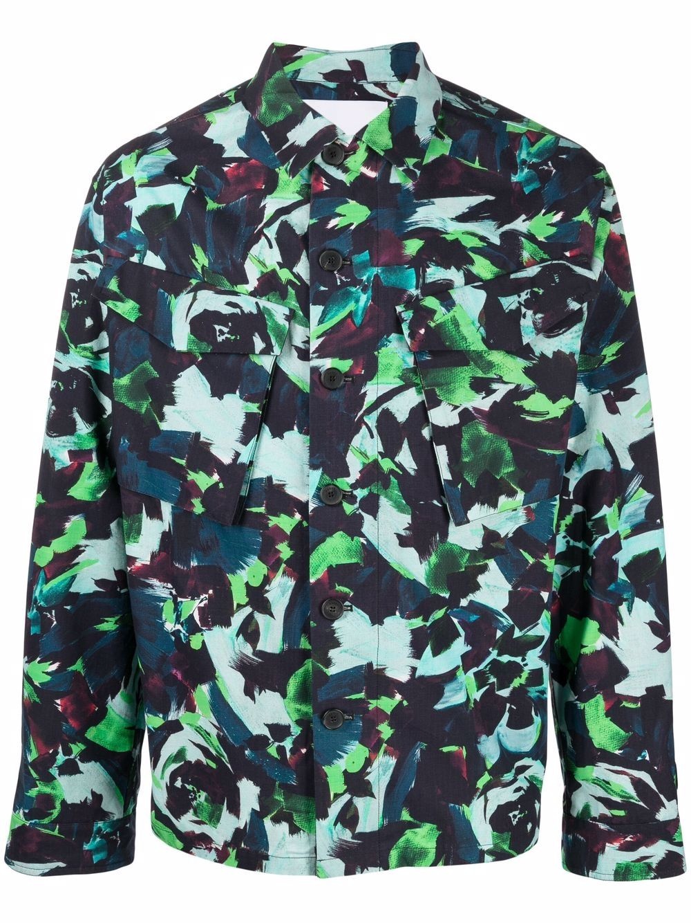 Archive floral-print shirt jacket - 1