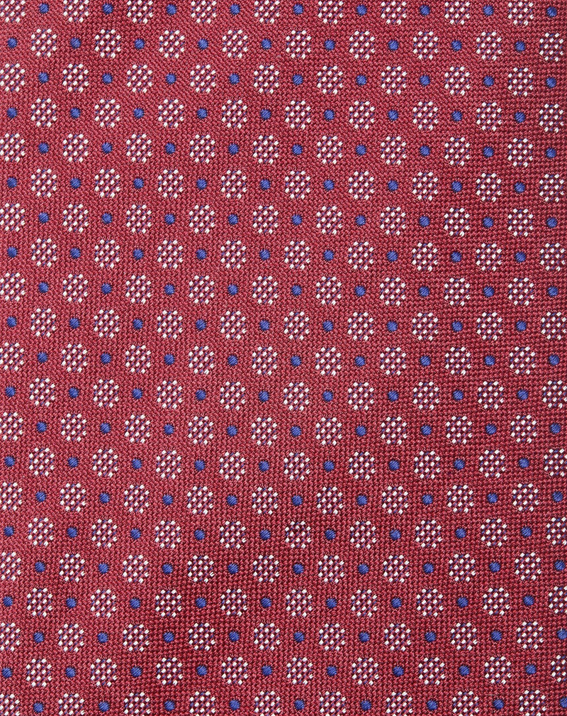 Burgundy pure silk tie with micro floral pattern 4