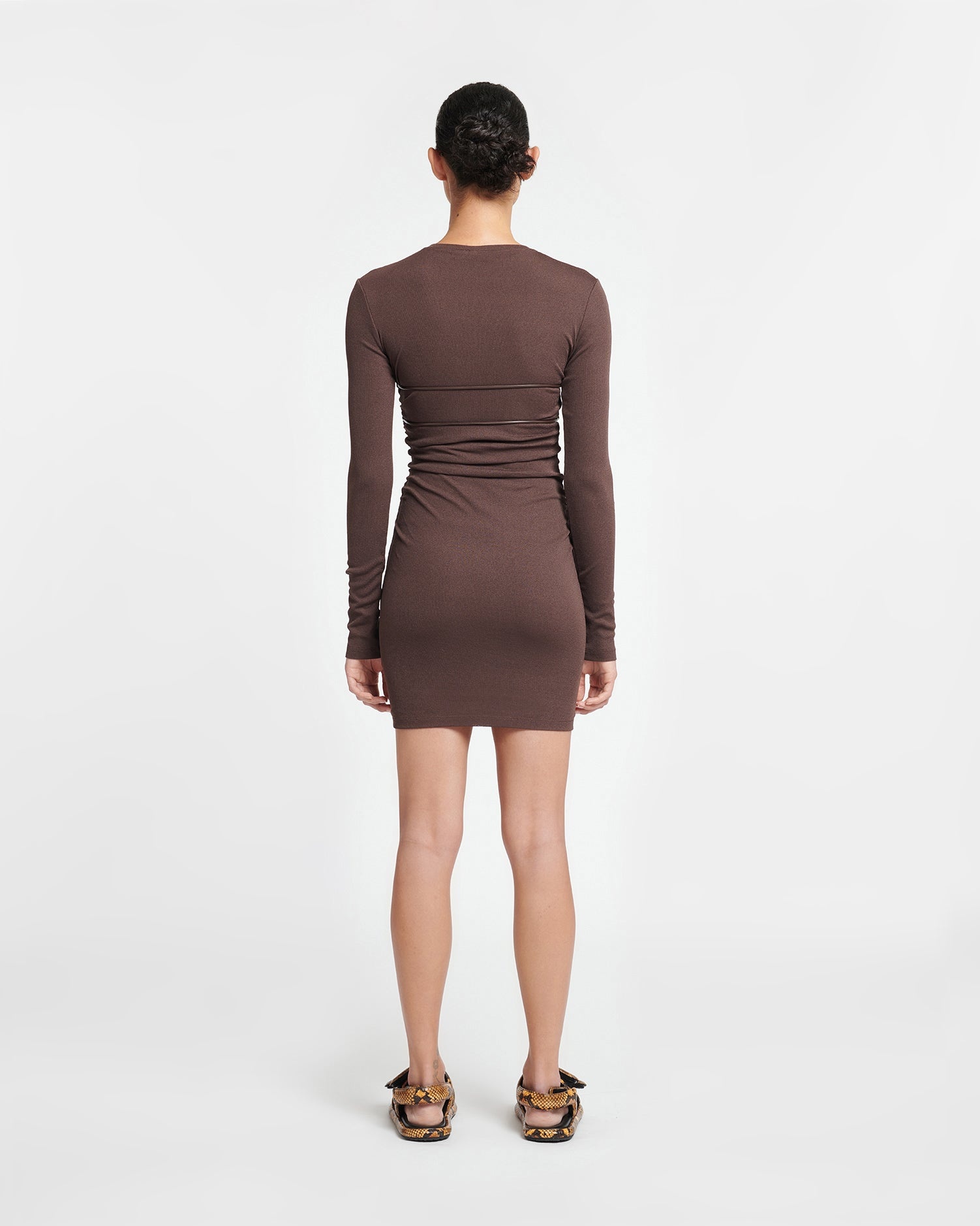 Draped Mesh-Jersey Mini Dress - 3