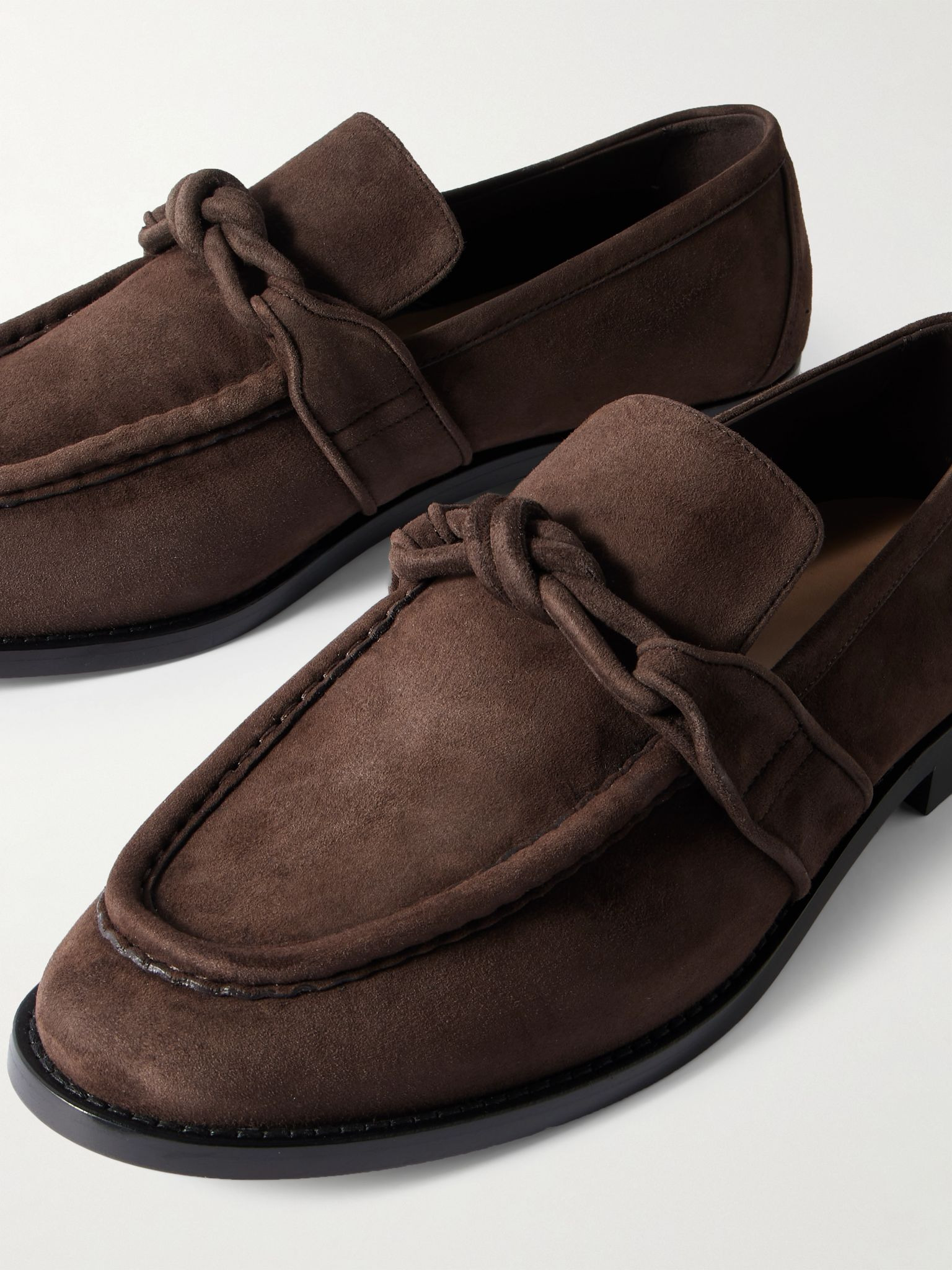 Astaire Knotted Suede Loafers Brown - 5